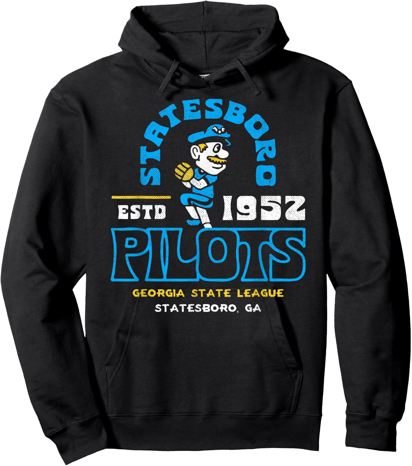 Statesboro Pilots Georgia Vintage Defunct Baseball Hoodie - Hoodie | Black
