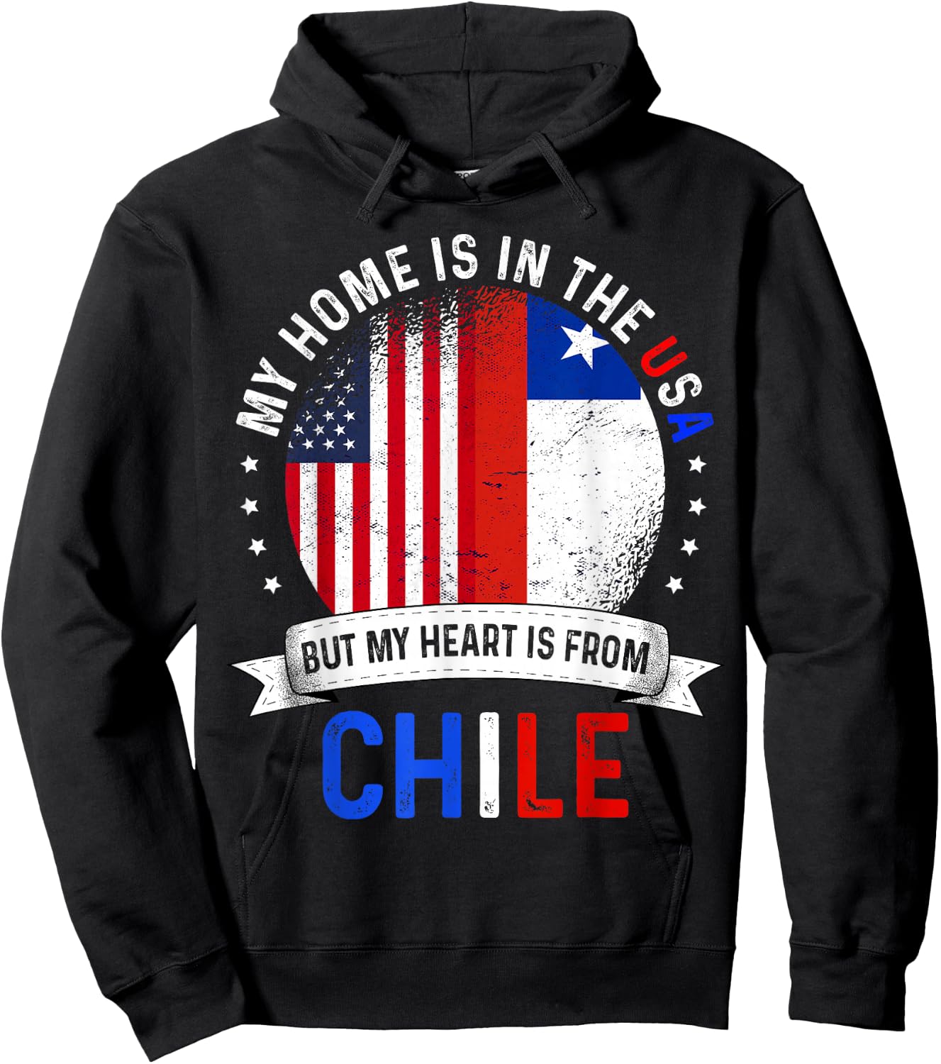 Chilean American Patriot Heart is from Chile Flag Hoodie - Hoodie | Black
