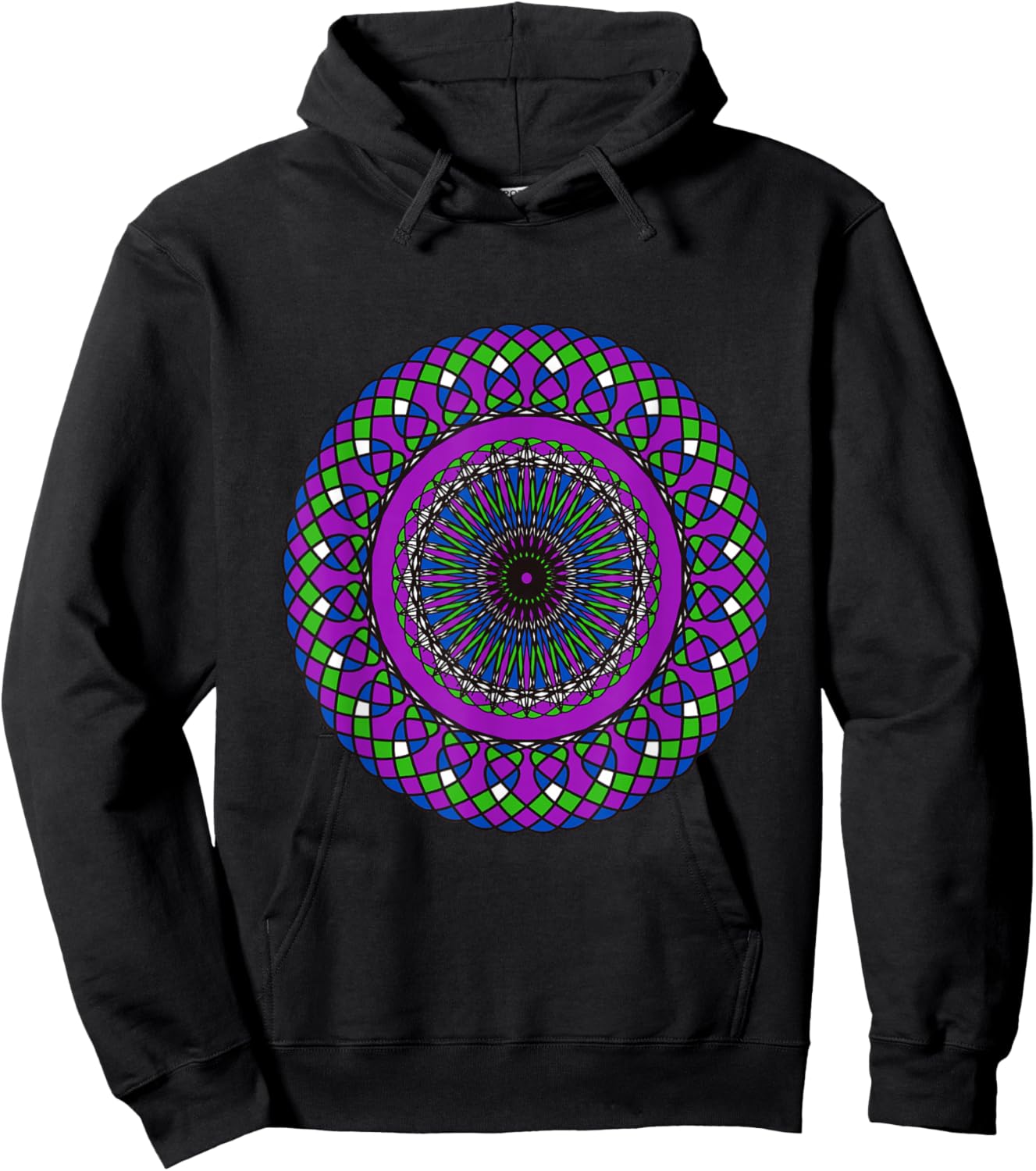 Colorful Mandala Pattern | Yoga & Spiritual Geometry Design Hoodie - Hoodie | Black