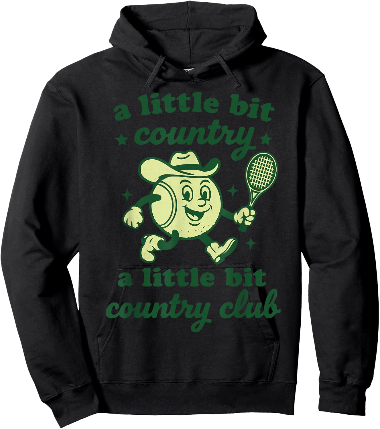 Retro Western Country Club Tennis Themed Party Cowboy Women Hoodie - Hoodie | Black