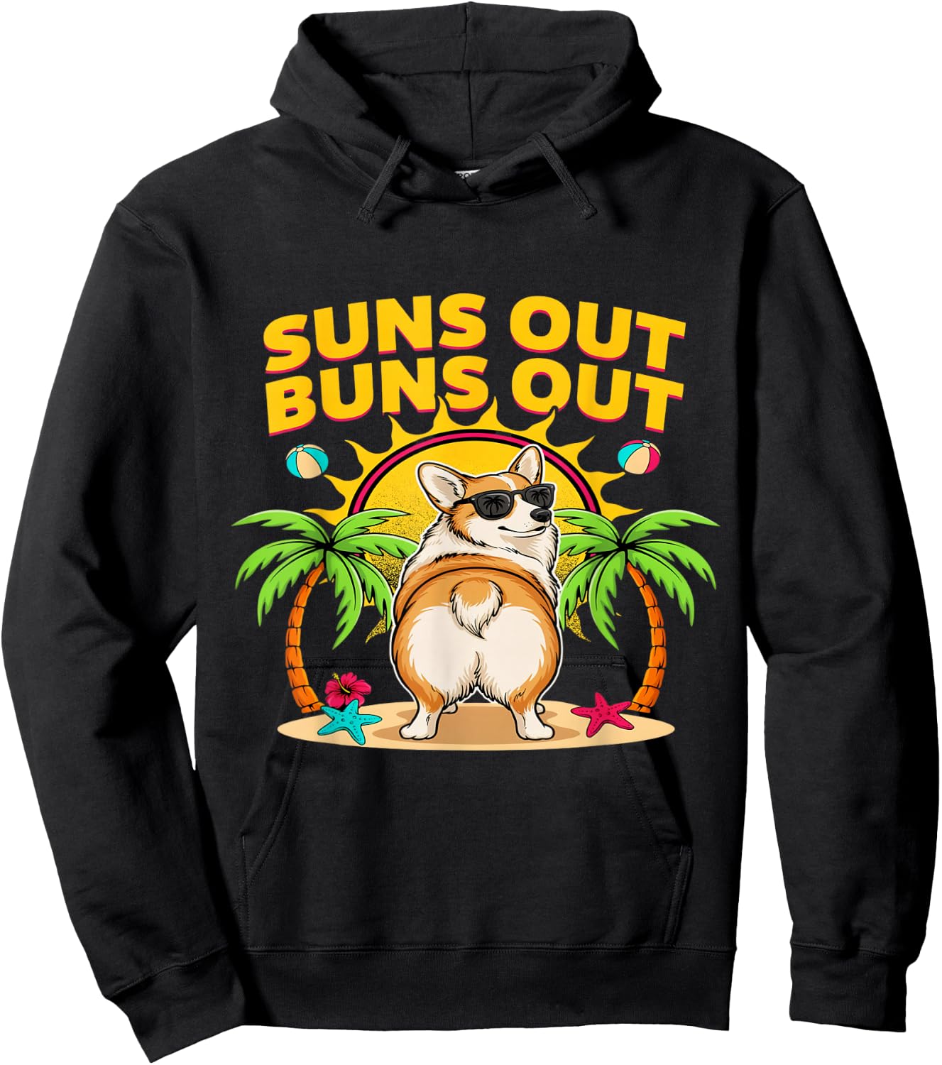 Suns Out Buns Out Corgi Funny Hoodie - Hoodie | Black