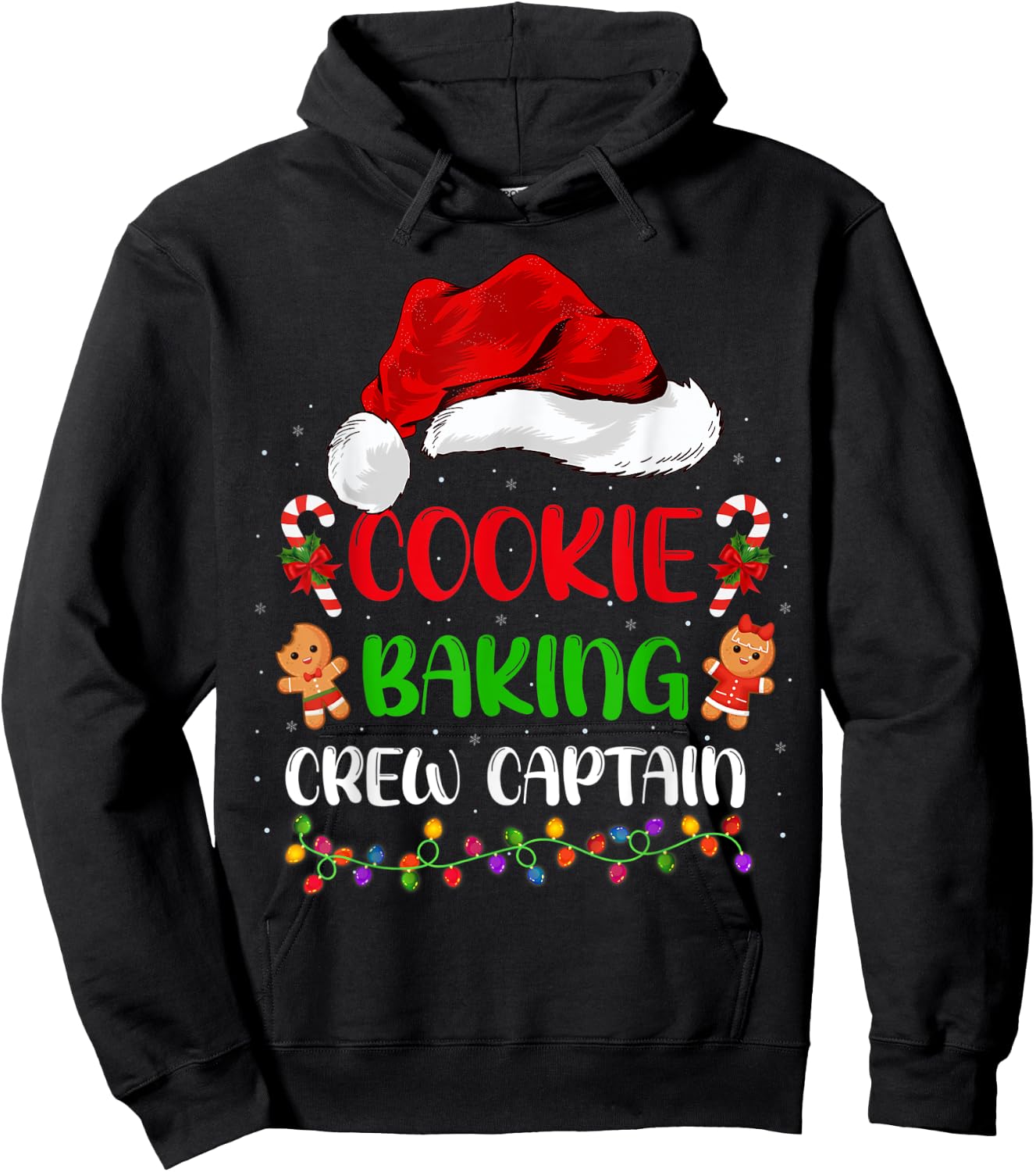 Funny Baker Santa Cookie Baking Crew Captain Christmas Hoodie - Hoodie | Black