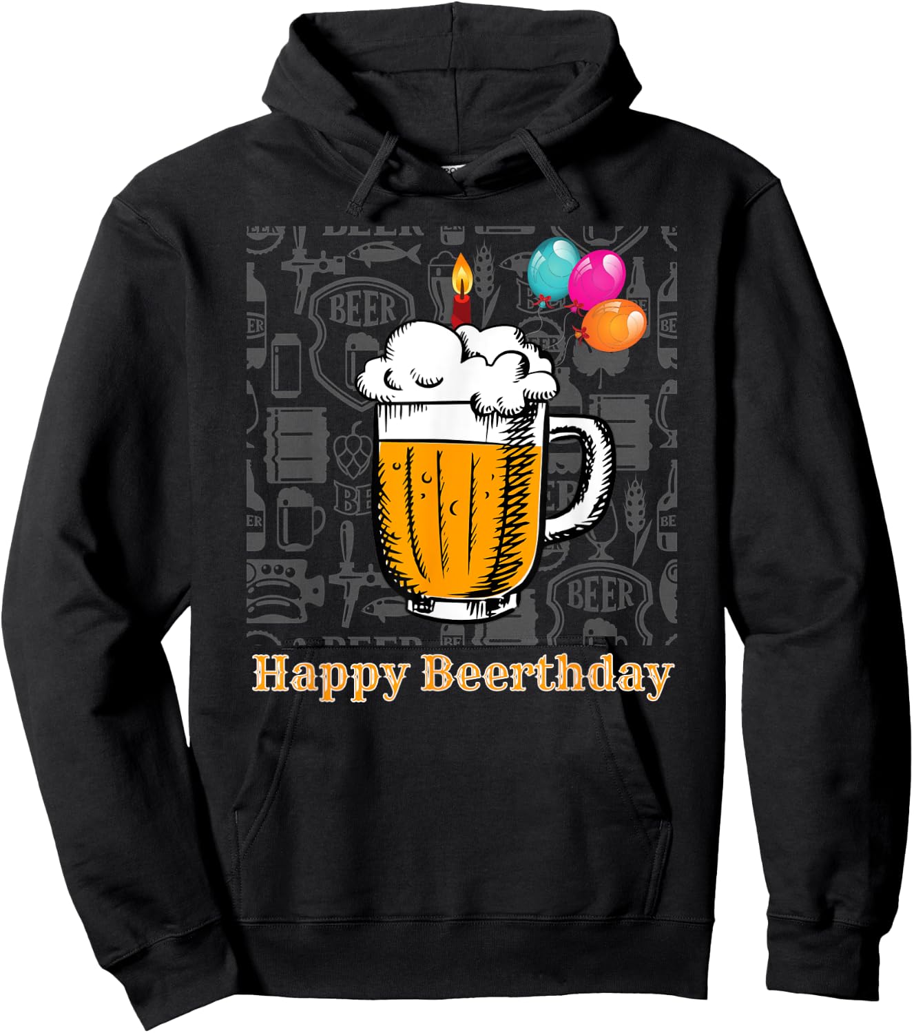 Happy Birthday Beer Birthday Beer Motif for Beer Lovers Hoodie - Hoodie | Black