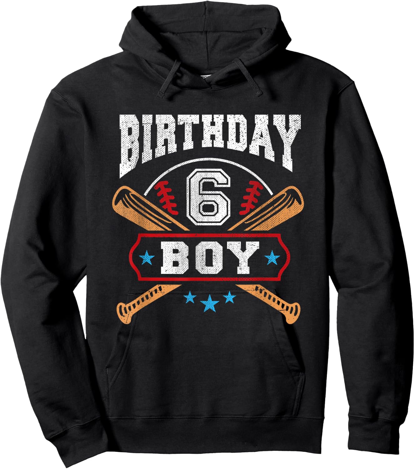 Kids 6 Years Old Boy 6th Birthday Baseball Gift Hoodie - Hoodie | Black