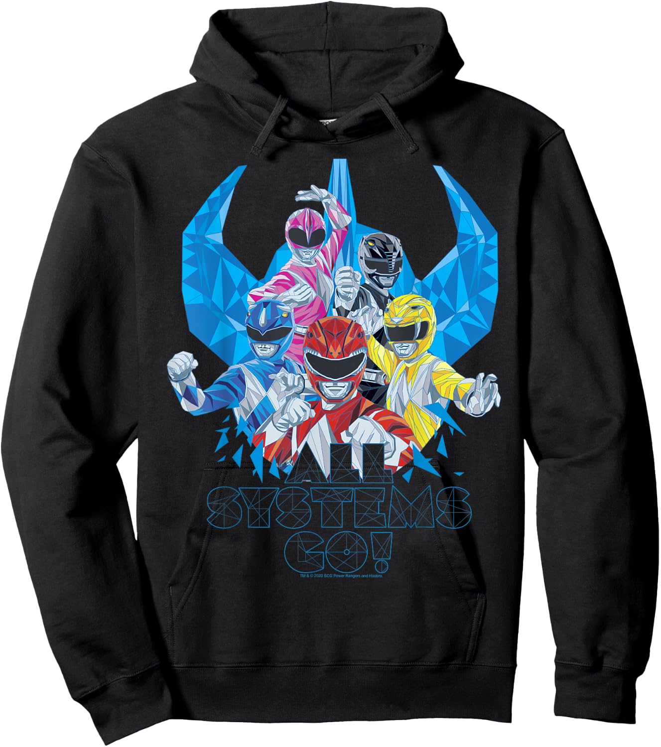 Power Rangers Megazord Retro Helmet Polygon Style Hoodie - Hoodie | Black
