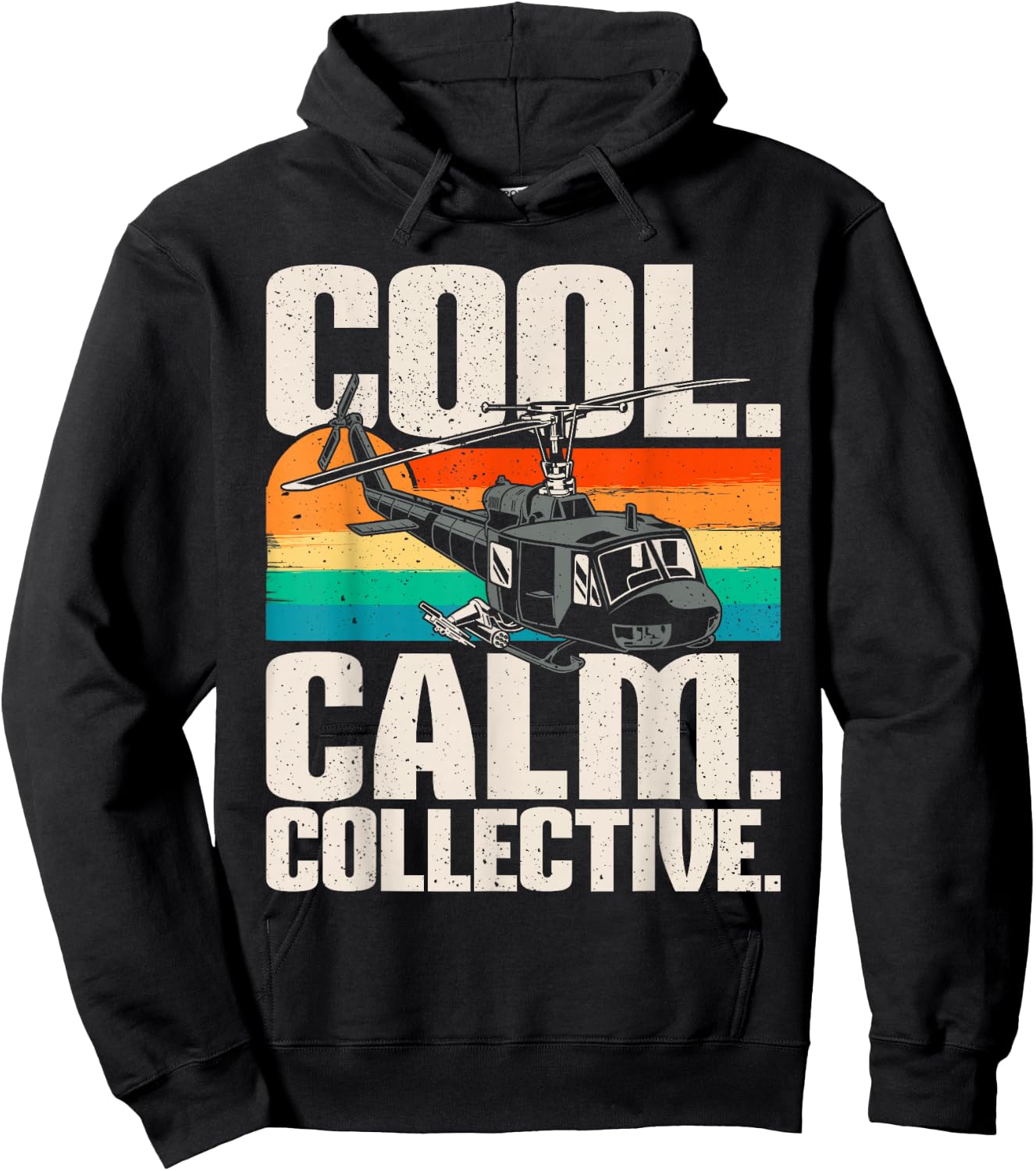 Calm Collective - Retro Helicopter Vintage Pilot Aviation Hoodie - Hoodie | Black