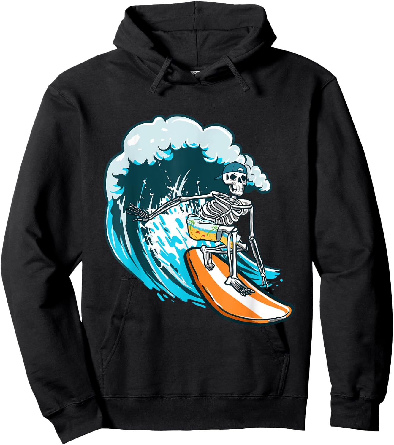 Funny Skull Skeleton Surf Surfing Hoodie - Hoodie | Black