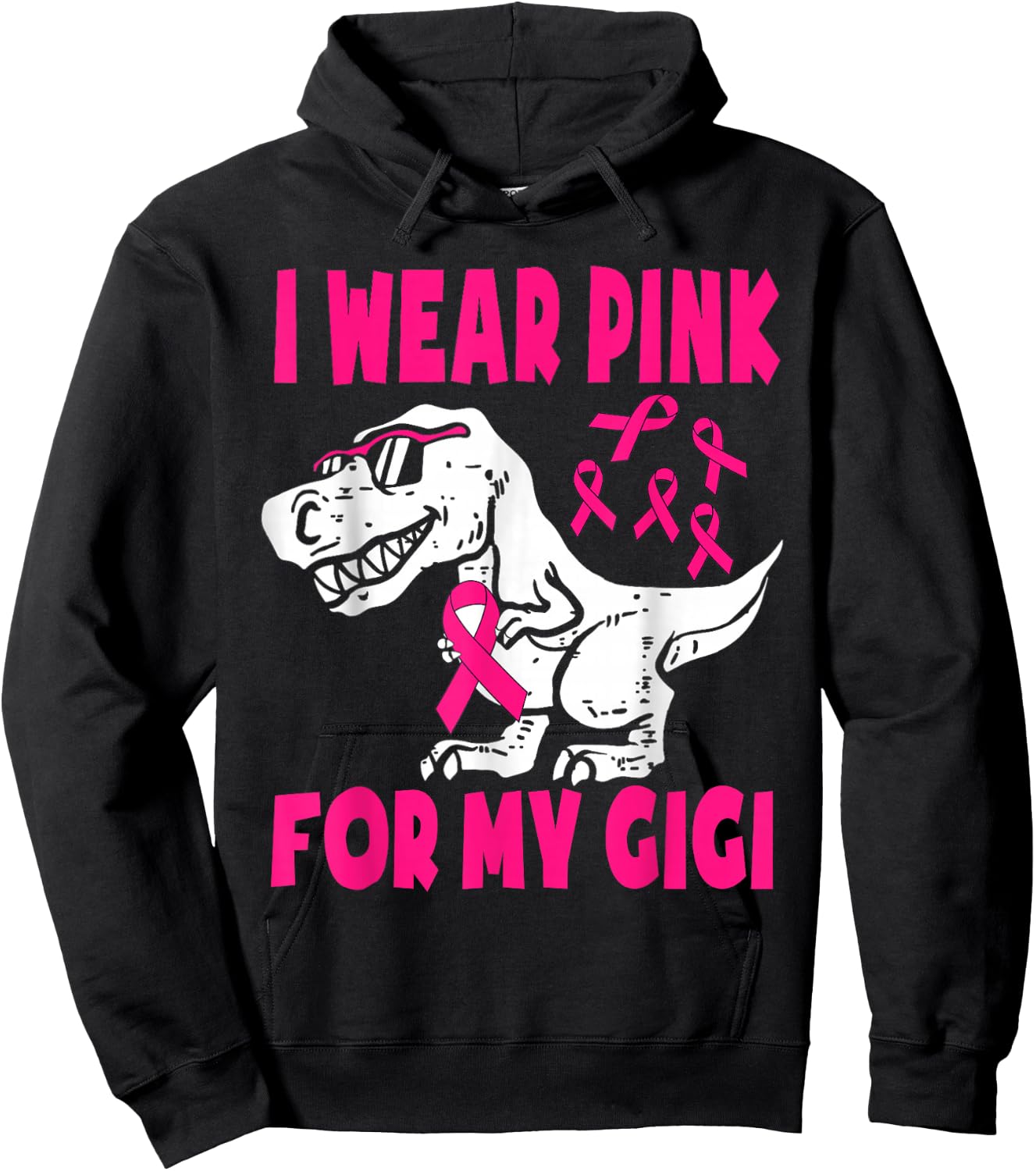 Wear Pink For My, Gigi, Breast Cancer Awareness Grandma Hoodie - Hoodie | Black