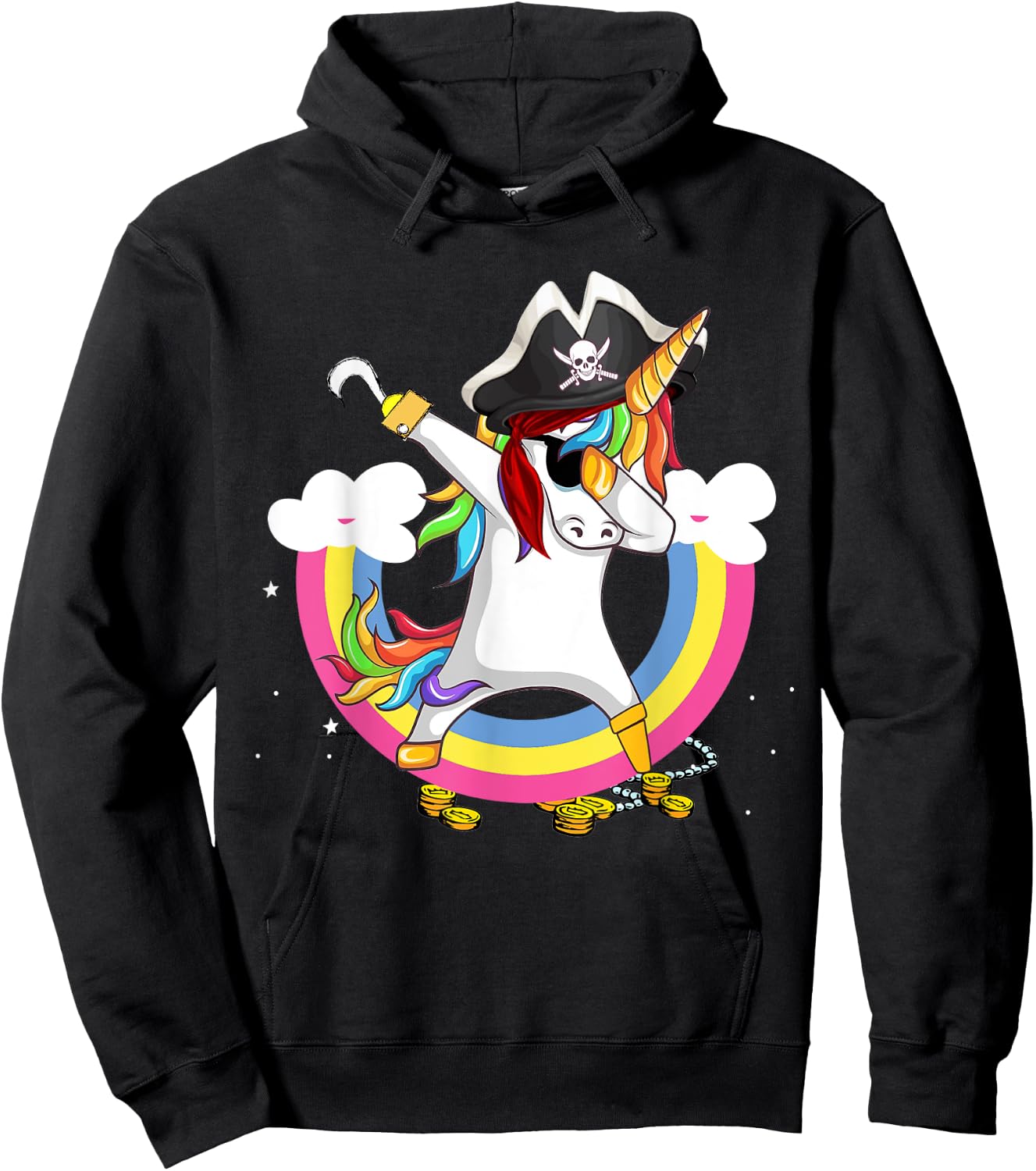 Pirate magical unicorn Funny awesome Halloween Costume Hoodie - Hoodie | Black