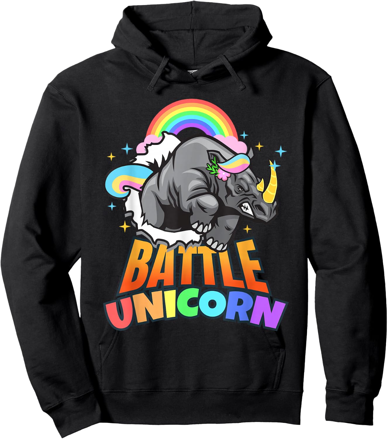 Rhino I Battle Unicorn I Rhino Rhinoceros Hoodie - Hoodie | Black
