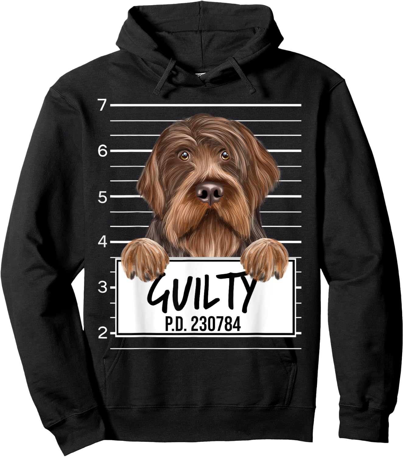 Funny Wirehaired Pointing Griffon Mugshot Guilty Dog Hoodie - Hoodie | Black