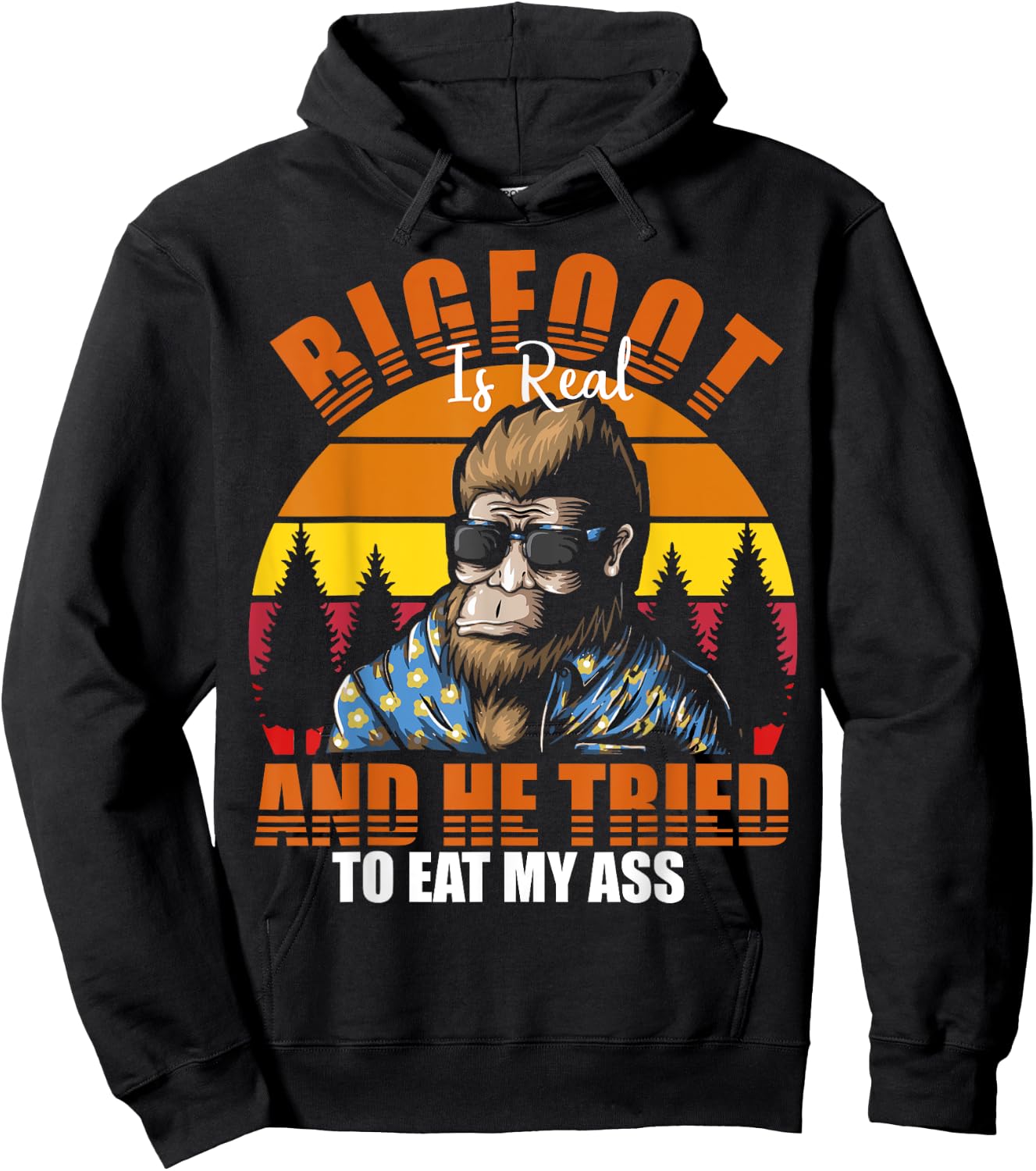 Bigfoot Is Real And I've Tried To Eat My Ass UFO Alien Hoodie - Hoodie | Black