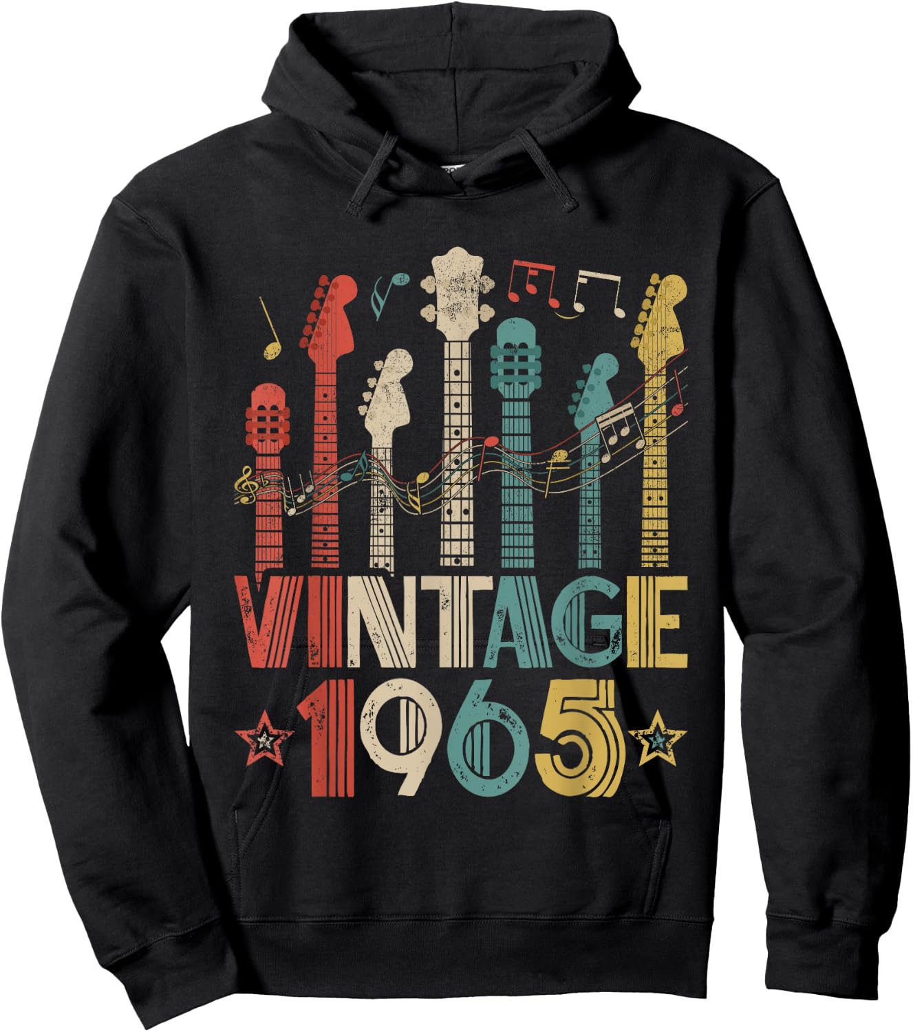 Retro Vintage 1965 Guitar Lover 1965 Birthday Guitarist Hoodie - Hoodie | Black
