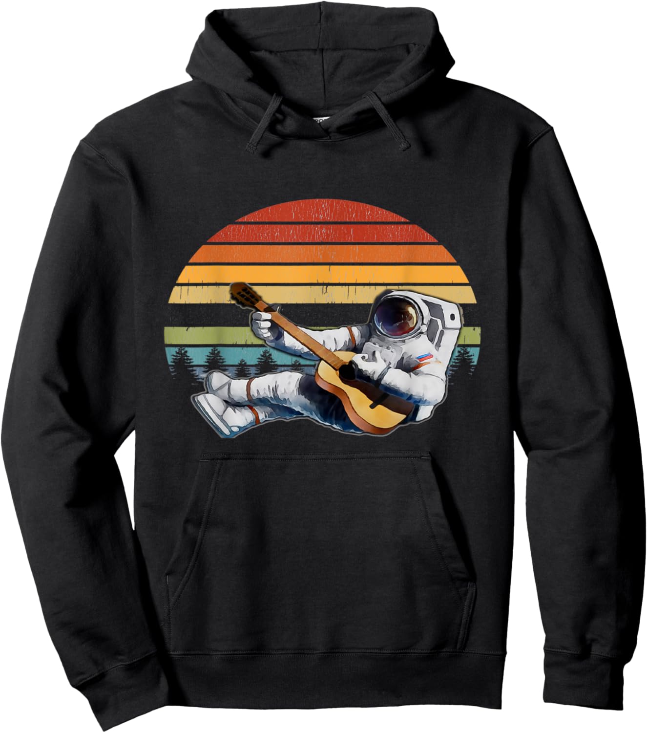 Astronaut Guitar Spaceman Retro Sunset Space & Music lover Hoodie - Hoodie | Black