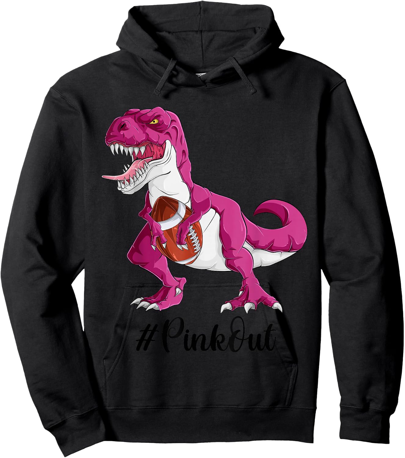 Pink Dinosaur Football Shirt Boys, Pink Out Breast Cancer Hoodie - Hoodie | Black