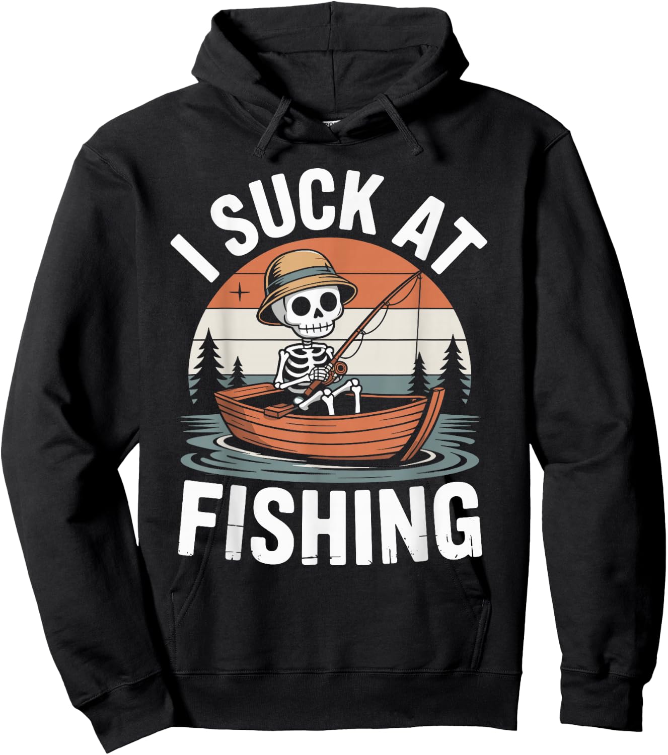 I Suck At Fishing Fisherman Joke Skeleton Bass Fishing Hoodie - Hoodie | Black