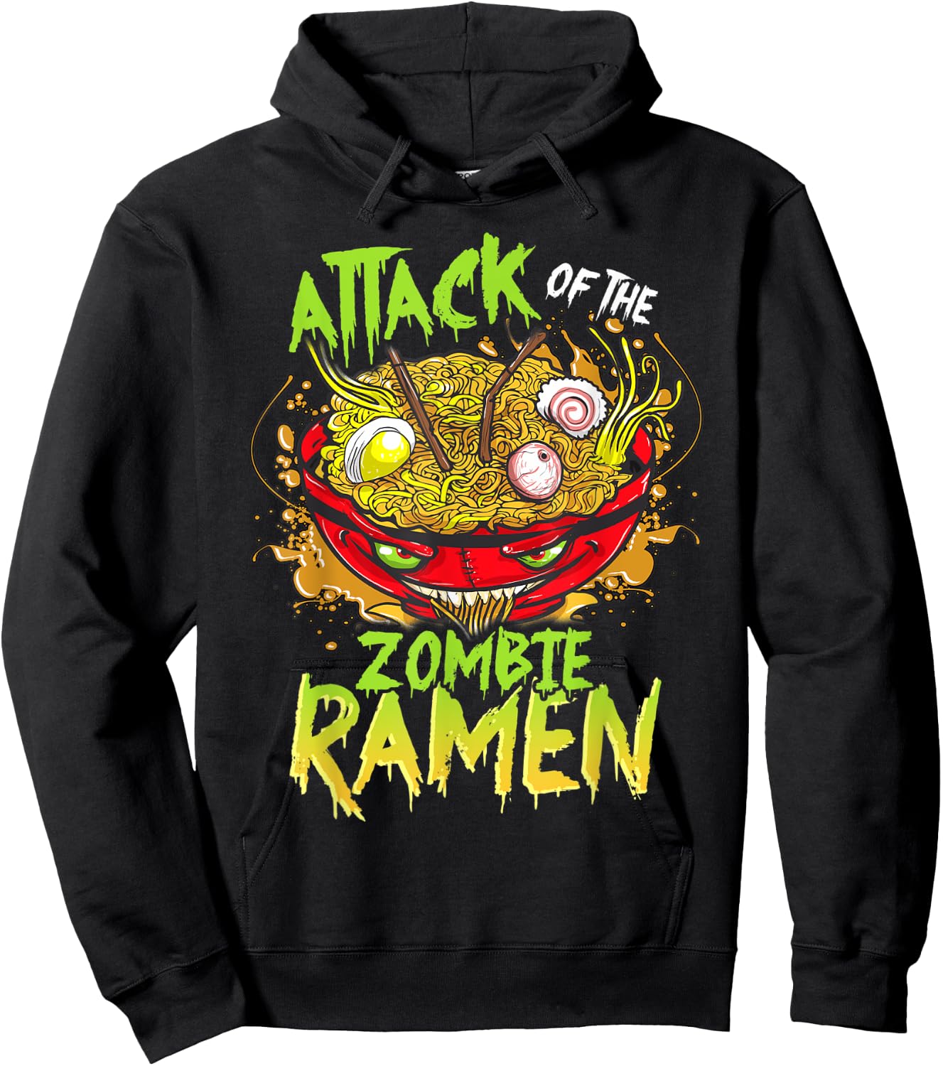 Scary Halloween Zombie Ramen Anime Hoodie - Hoodie | Black
