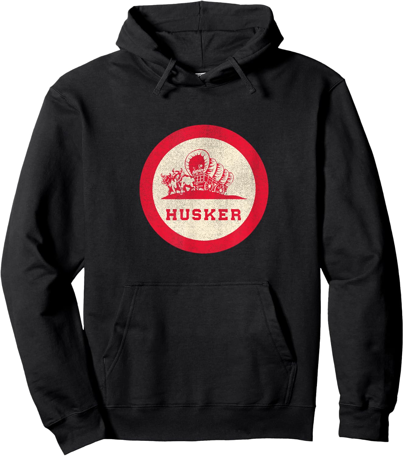 Nebraska State Nickname Husker Roundel [Distressed] Hoodie - Hoodie | Black