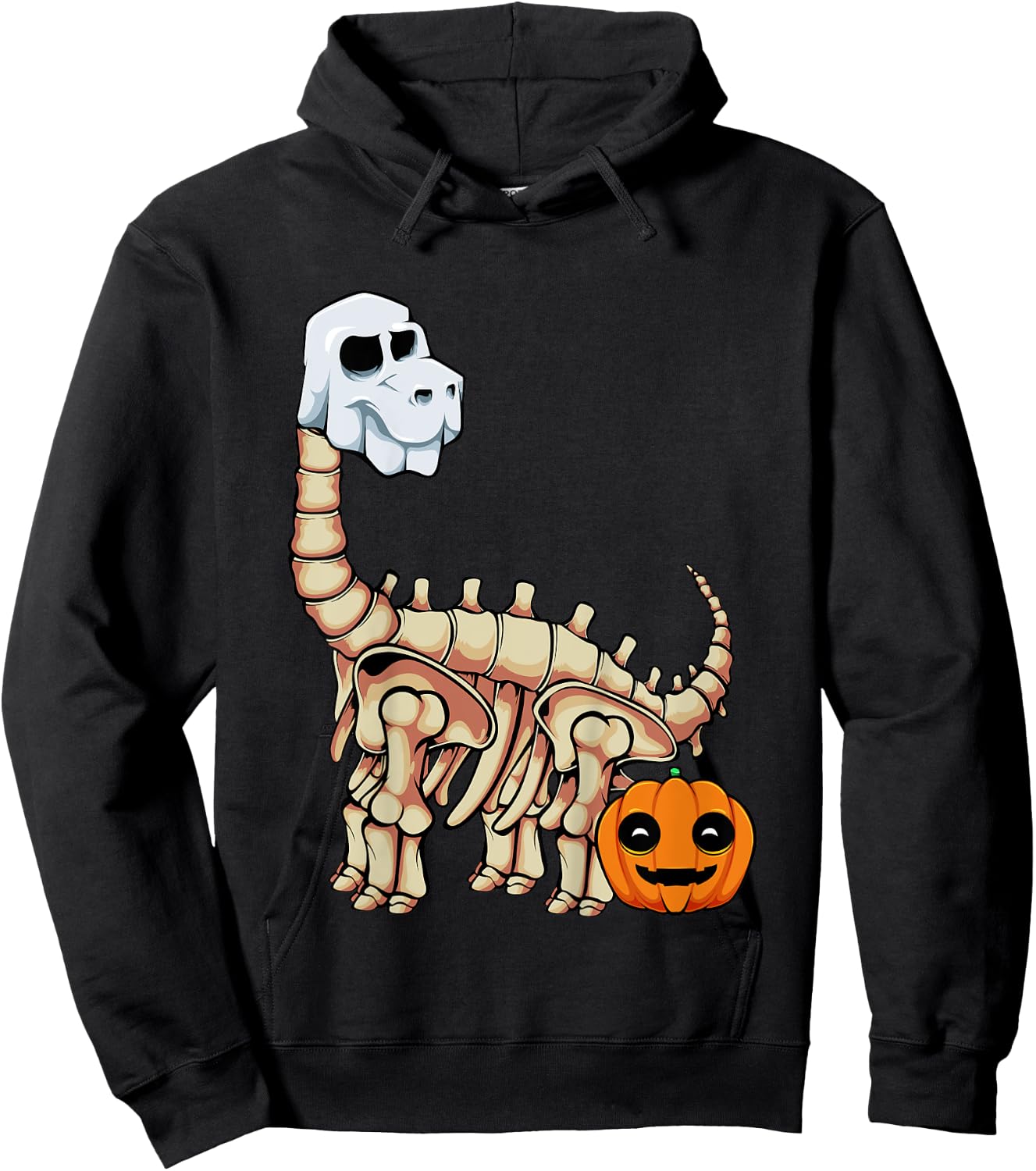 Kids Dinosaur Skeleton Ghost Lazy Halloween Costume Brontosaurus Hoodie - Hoodie | Black