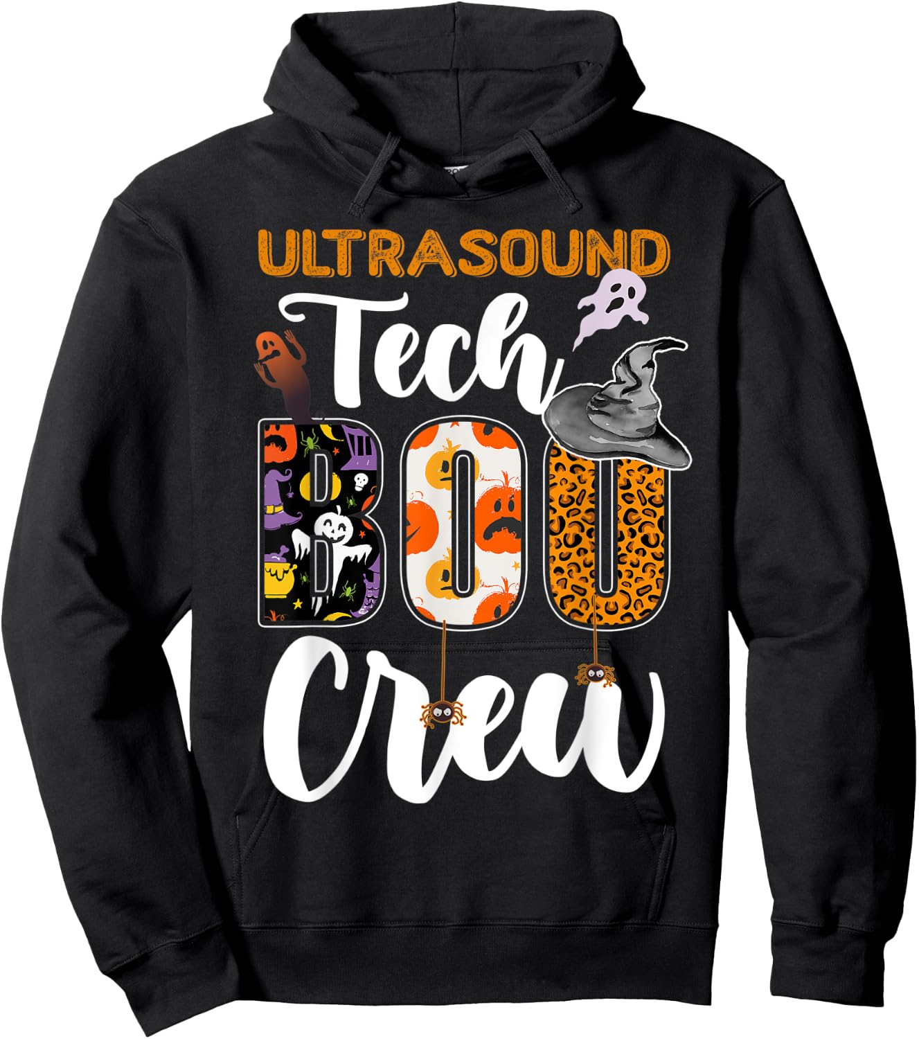 Ultrasound Tech Boo Crew Funny Halloween Technician Matching Hoodie - Hoodie | Black
