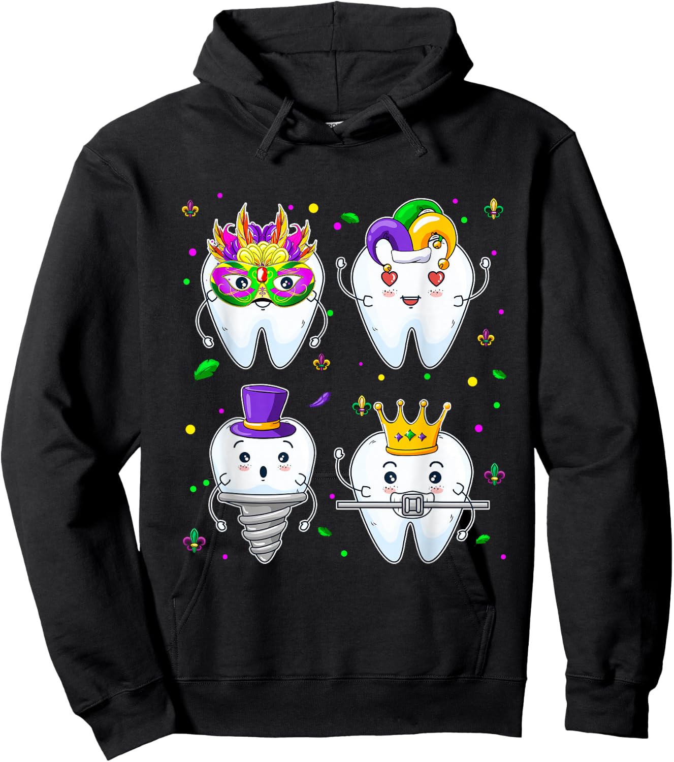 Mardi Gras Dental Squad Group Matching Mardi Gras Day Hoodie - Hoodie | Black