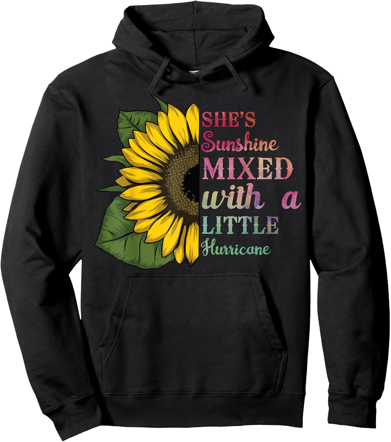 She Is Sunshine Mixed with a Little Hurricane Sunflower Art Hoodie - Hoodie | Black