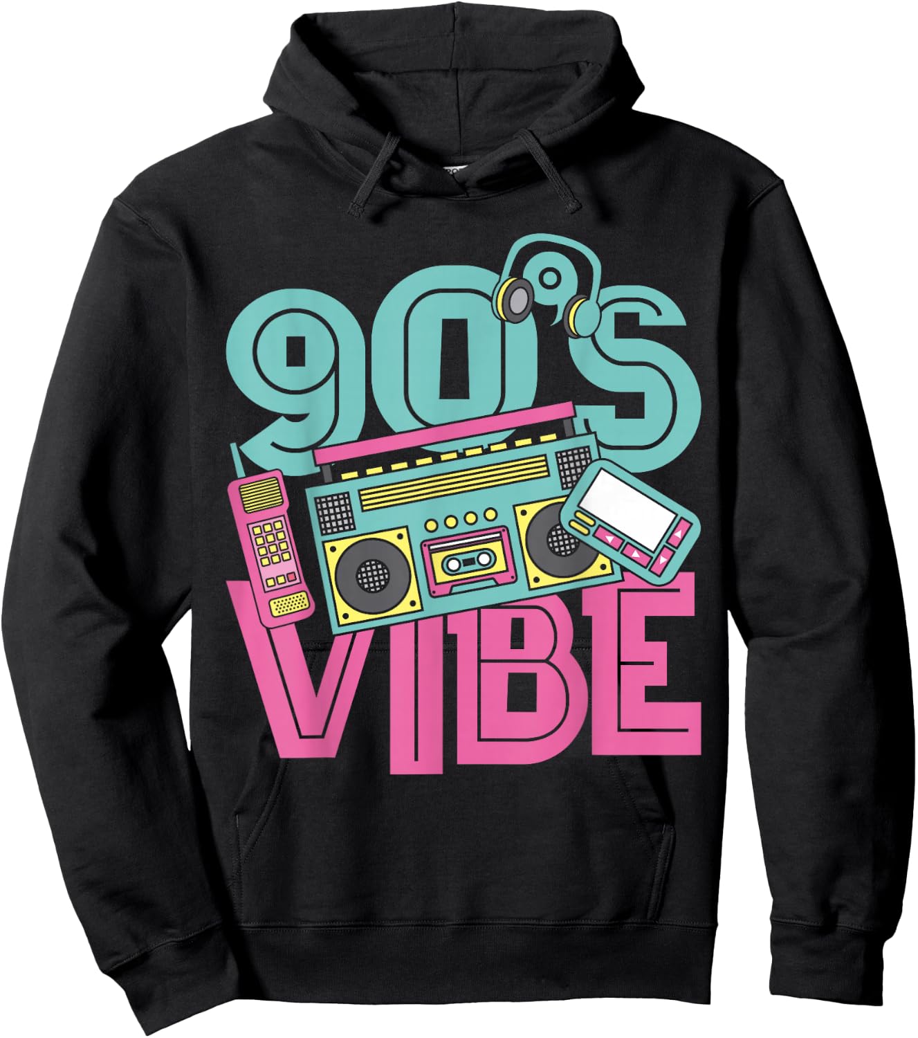 90s Vibe Vintage 1990s Music 90s Costume Party Nineties Hoodie - Hoodie | Black