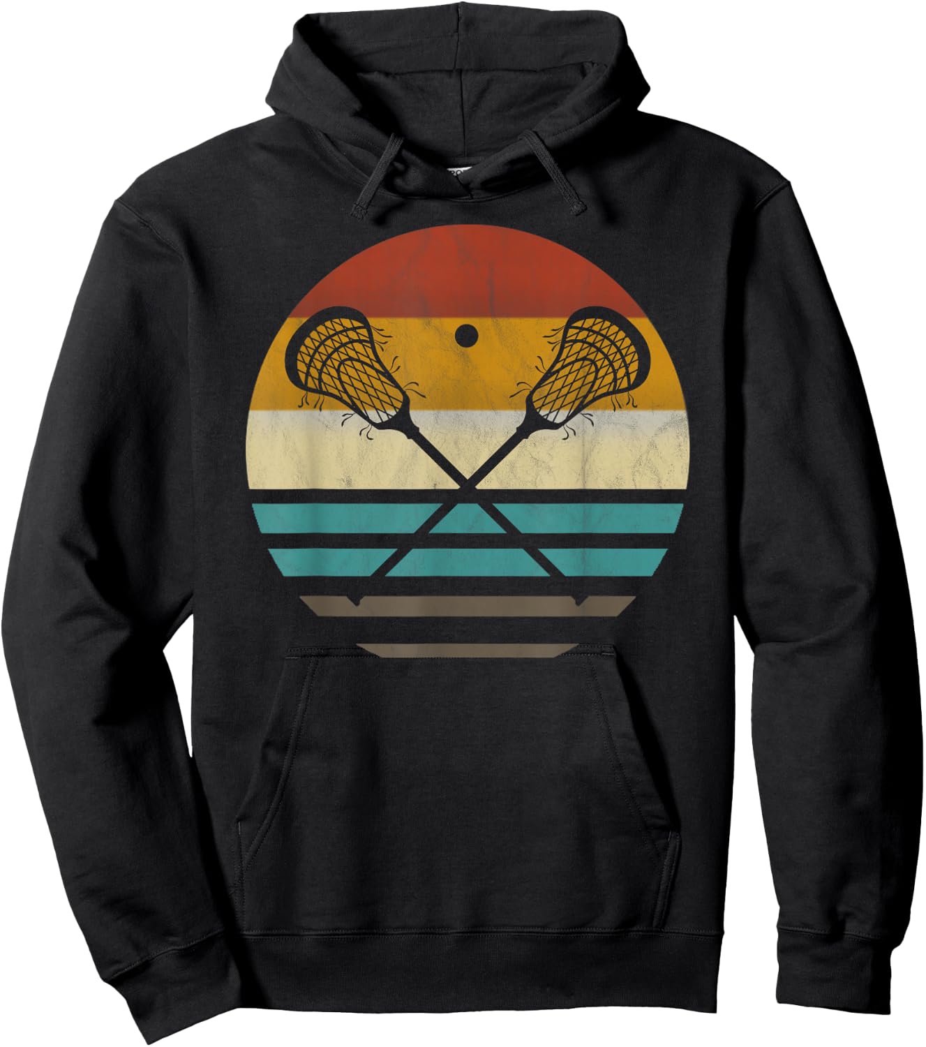 Lacrosse Retro Vintage Lacrosse Racket Silhouette Gift Hoodie - Hoodie | Black