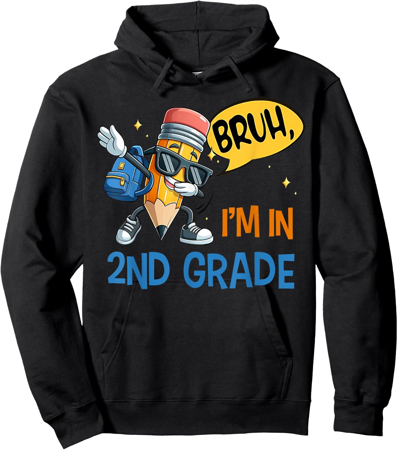 Second Grade Back to School Bruh I'm in 2nd Grade Boys Kids Hoodie - Hoodie | Black