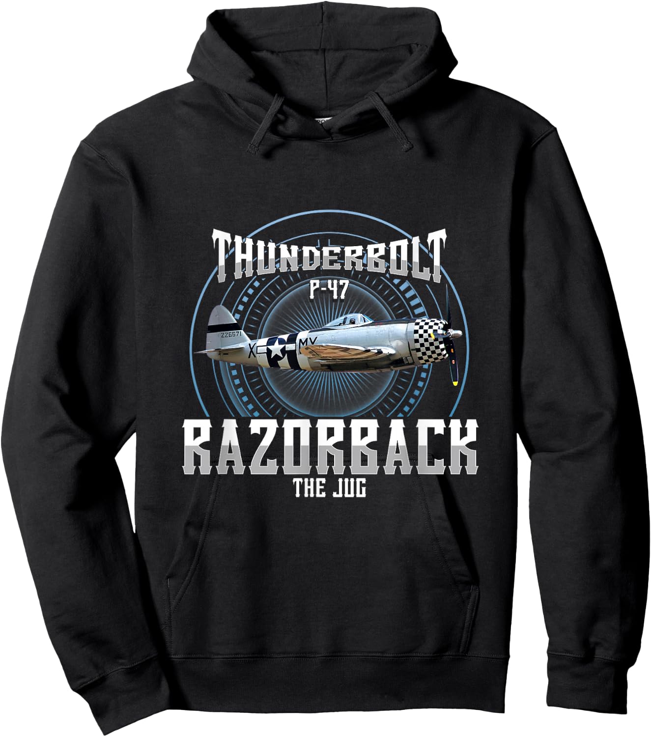 P-47 Thunderbolt WWII Airplane Hoodie - Hoodie | Black