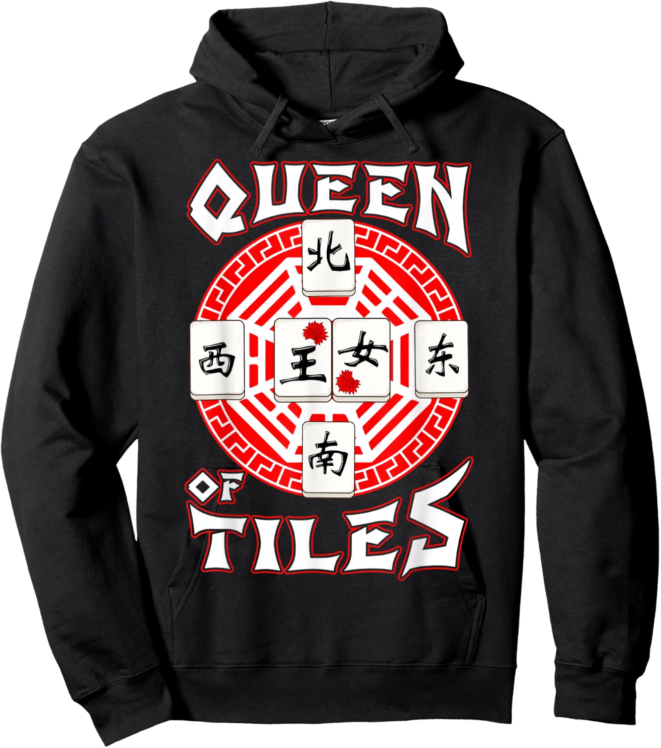 Mahjong Lover Traditional Chinese Game Gifts Queen Of Tiles Hoodie - Hoodie | Black