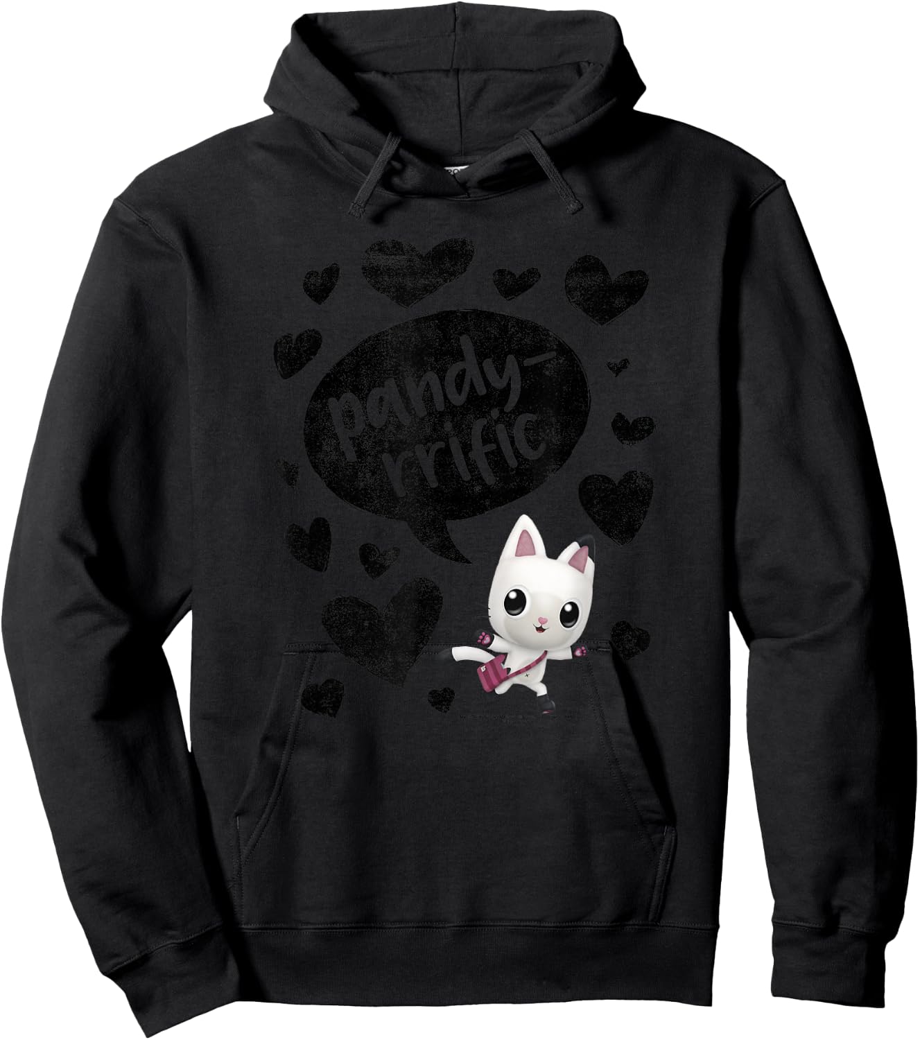 Gabby's Dollhouse Pandy Paws Panda Rrific Black Hearts Hoodie - Hoodie | Black