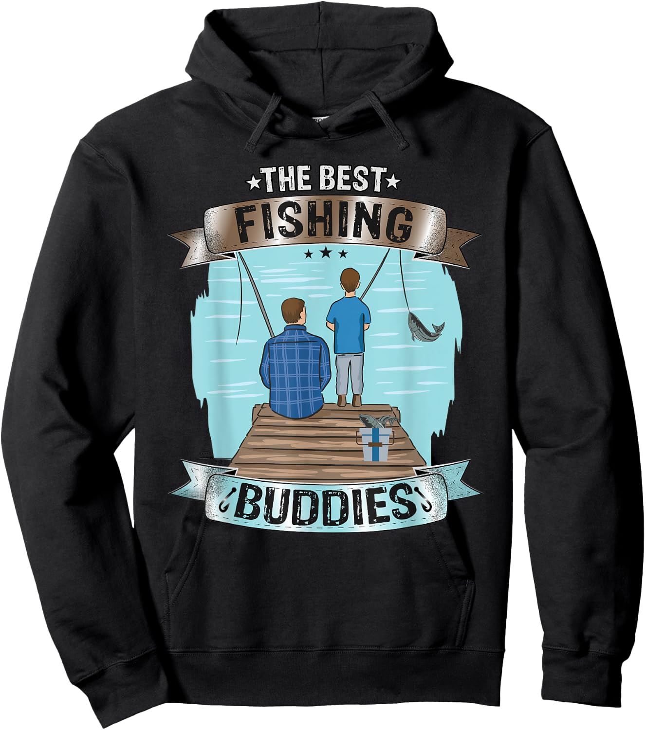 "The Best Fishing Buddies" fishing dad and son | fishing Hoodie - Hoodie | Black