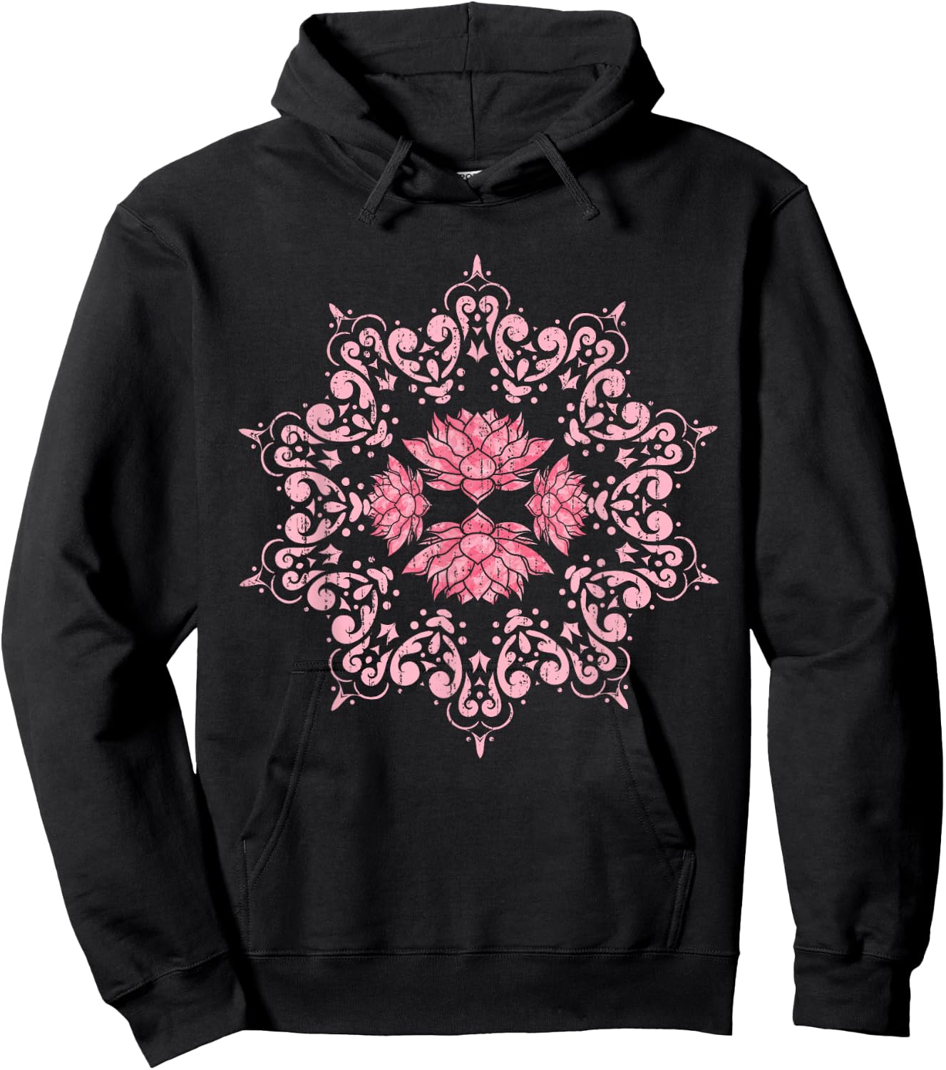 Boho Flower Spiritual Yoga Pilates Prana Art Mandala Lotus Hoodie - Hoodie | Black