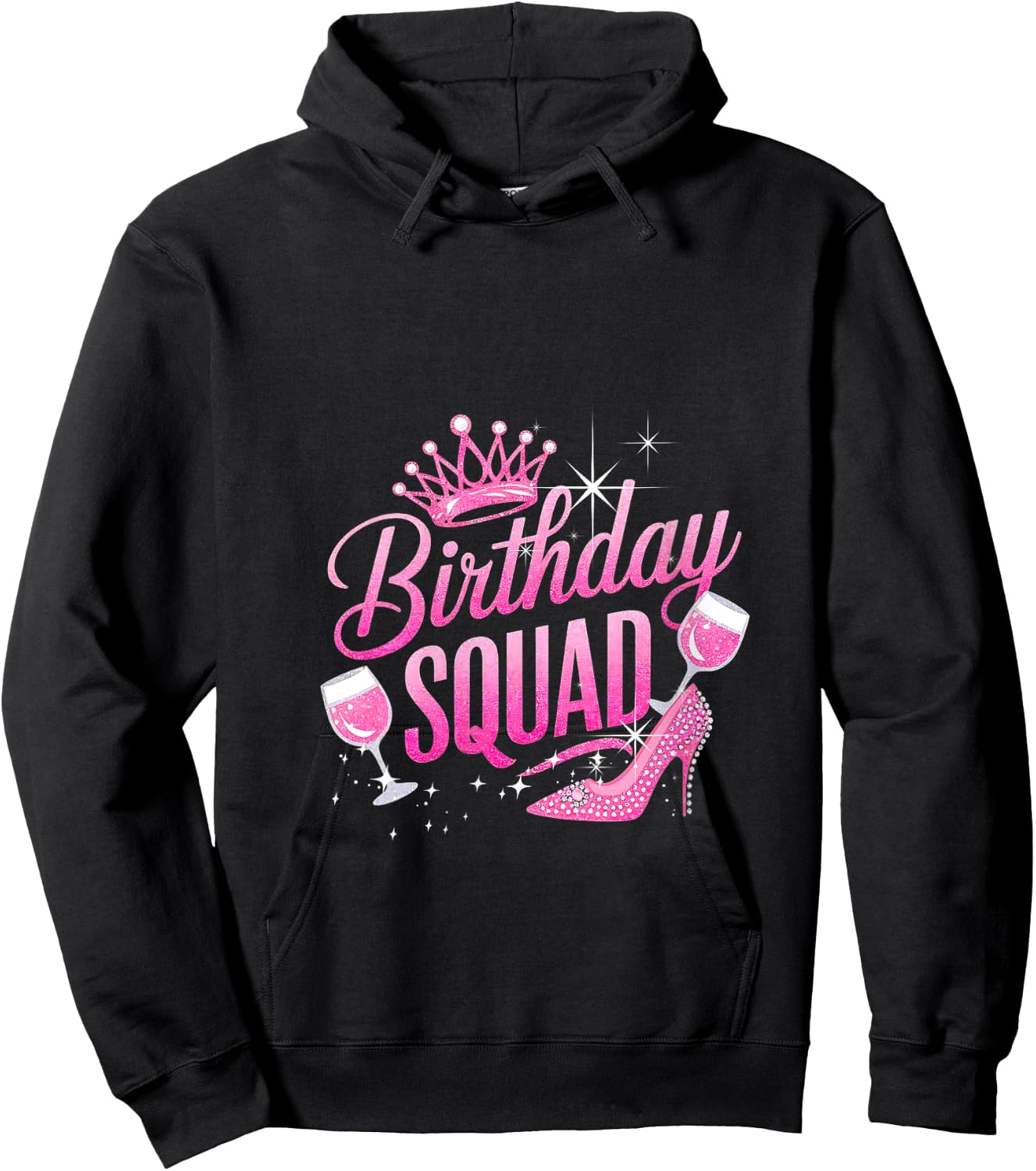 Birthday Squad Crown Elegant High Heels of Diva Grandma Team V-Neck Hoodie - Hoodie | Black