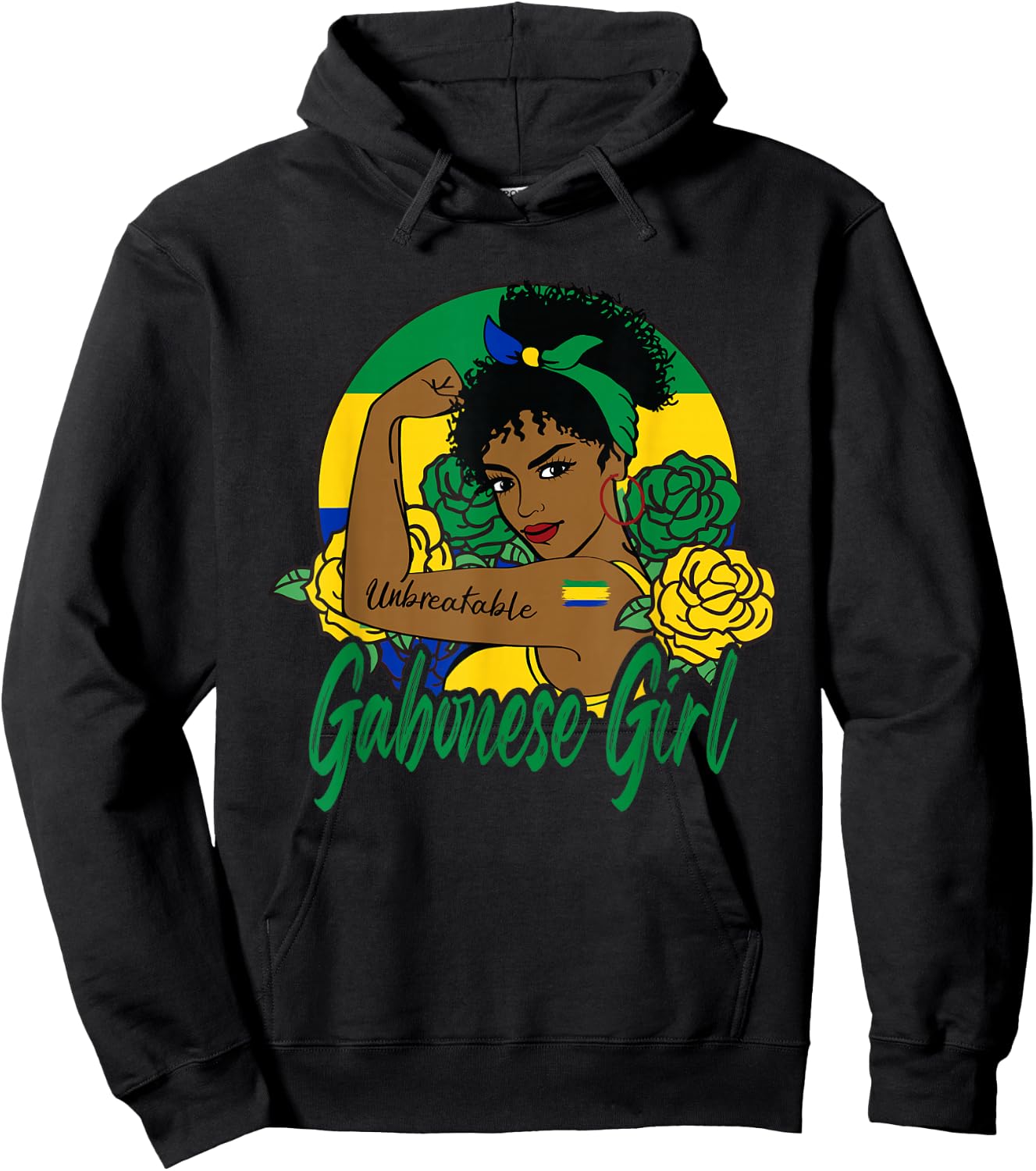 Gabonese Girl Gabon Woman Gabonaise Flag Hoodie - Hoodie | Black