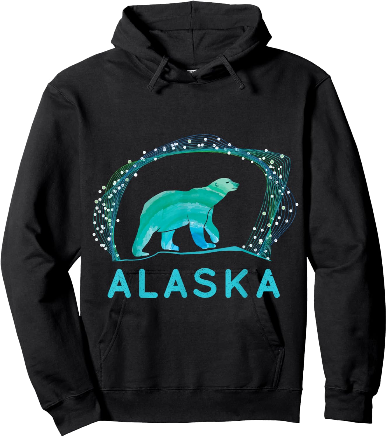Alaska Ice Bear with Polar Lights and Stars Hoodie - Hoodie | Black