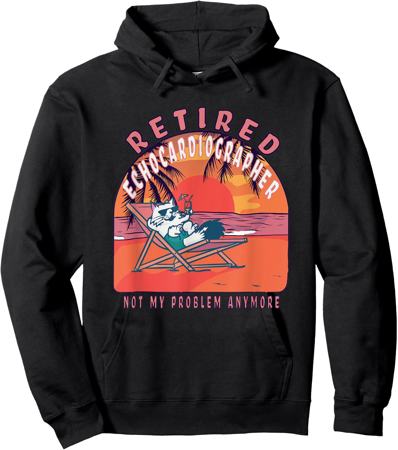 Retired Echocardiographer Funny Vintage Retirement Hoodie - Hoodie | Black