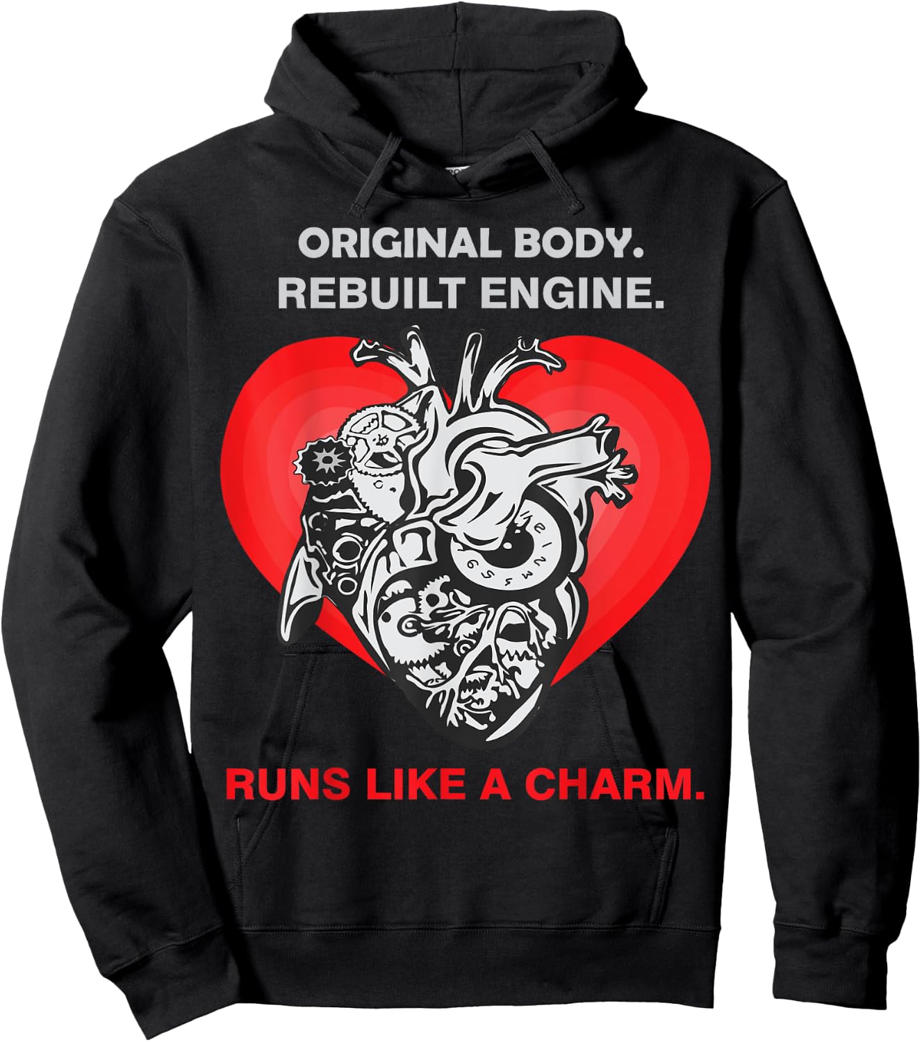 Funny Open Heart Transplant Men Women Heart Attack Survivor Hoodie - Hoodie | Black