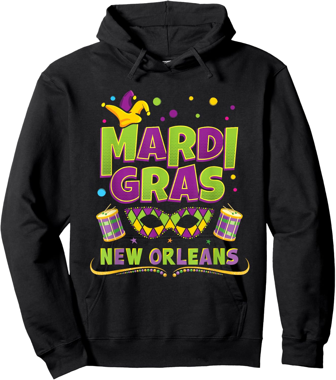 New Orleans Louisiana Mardi Gras Vintage Souvenir Gift Hoodie - Hoodie | Black