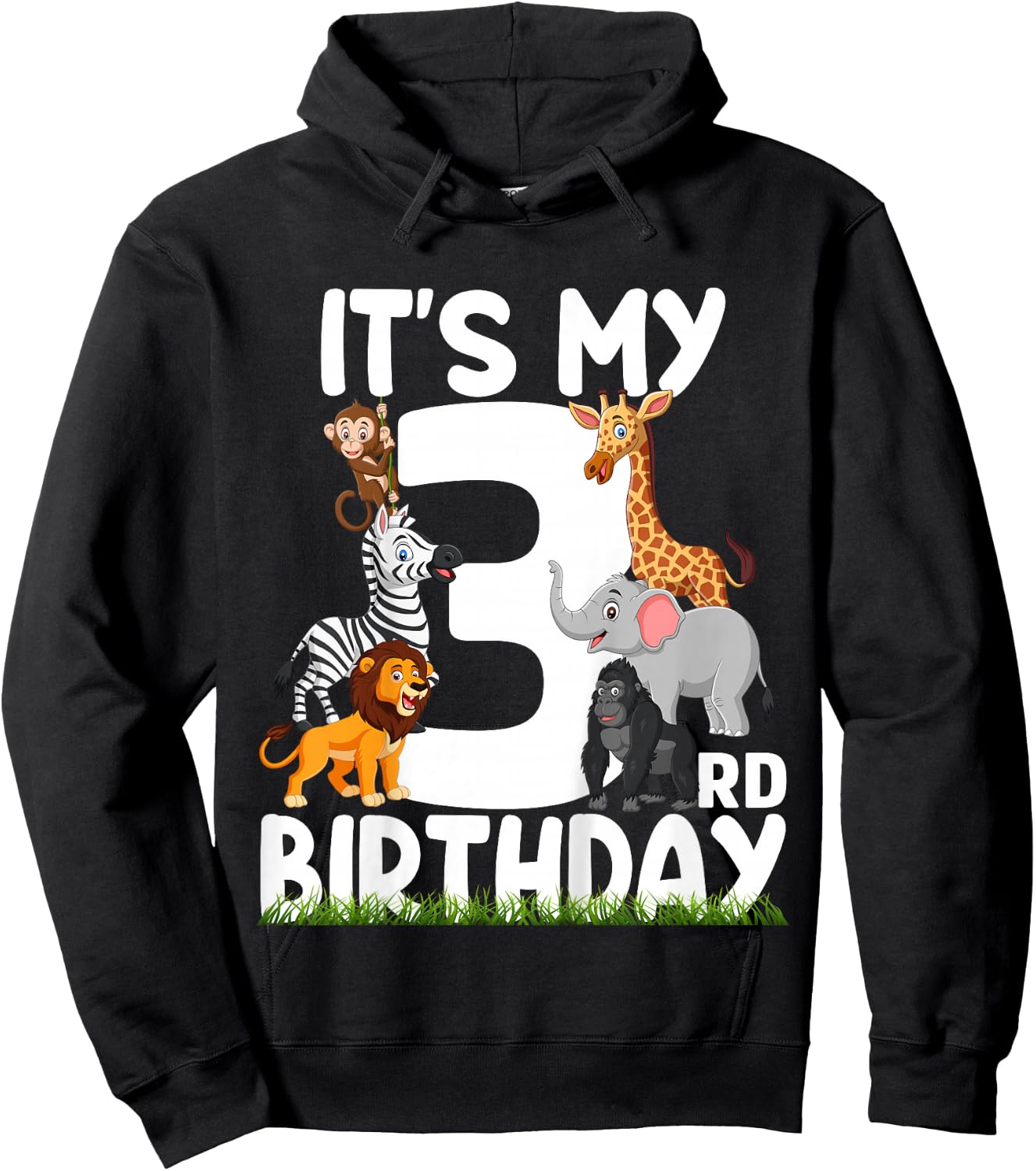 It's My 3rd Birthday Zoo Jungle Safari 3 Years Old Animals Hoodie - Hoodie | Black