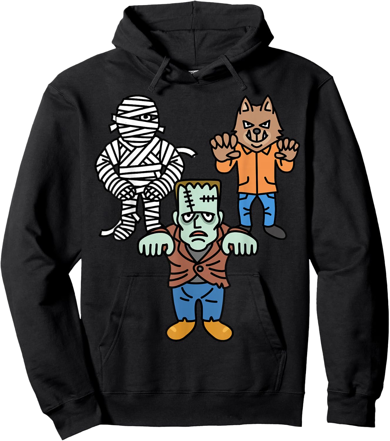 Horror Movie Monster Mummy Werewolf Frankenstein Comic Book Hoodie - Hoodie | Black