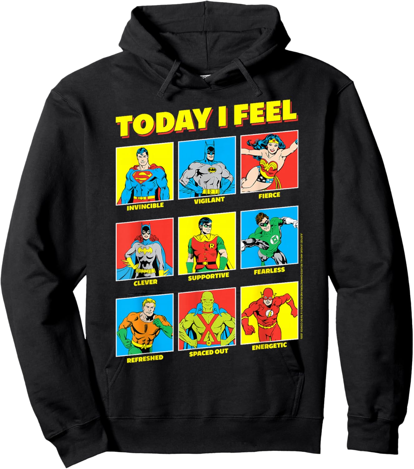 DC Comics Justice League Today I Feel Emotional Box Up Hoodie - Hoodie | Black