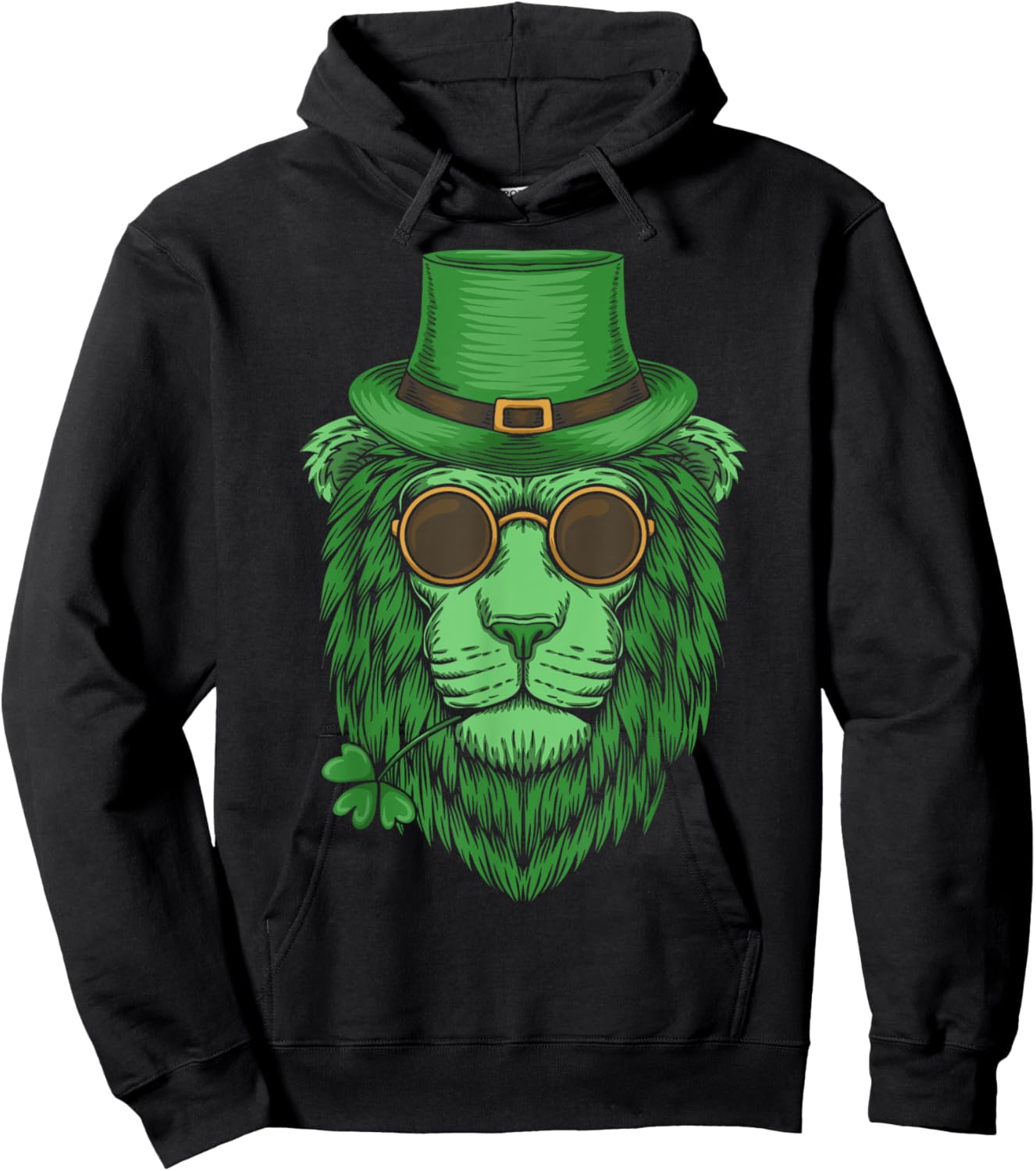 Funny Lion Lover Leprechaun Lion St. Patrick's Day Gift Hoodie - Hoodie | Black