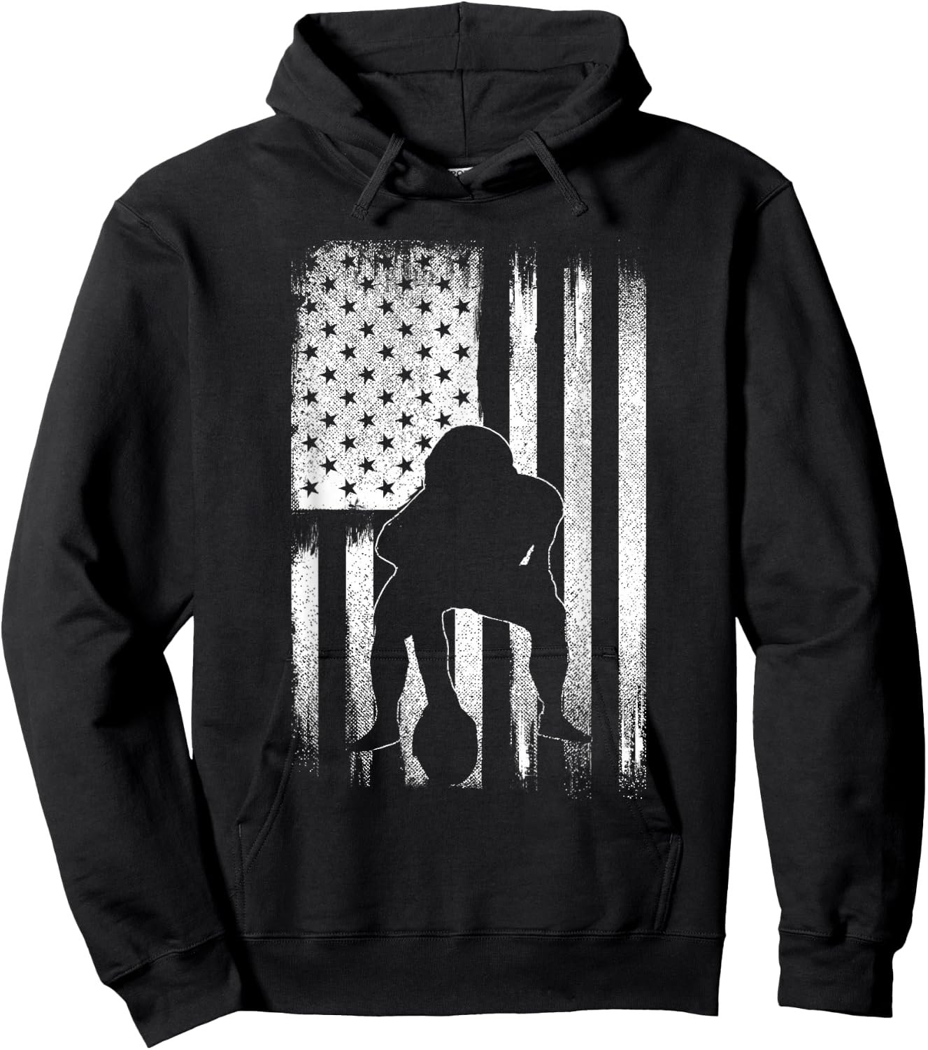 Patriotic USA Flag American Football Season Party Lineman Hoodie - Hoodie | Black