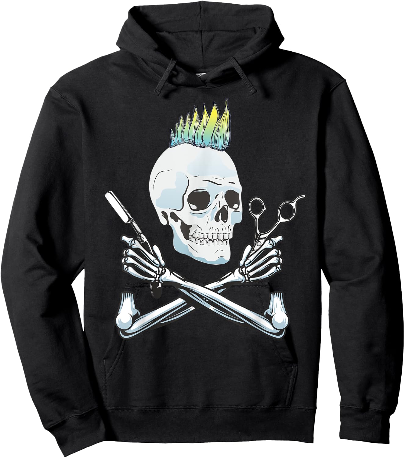 Color Punk Hairdresser Sugar Skull Hairstylist Fun Iroquois Hoodie - Hoodie | Black