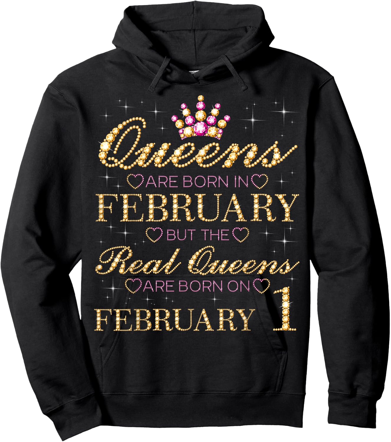 Real Queens Are Born On February 1, 1st February Birthday Hoodie - Hoodie | Black