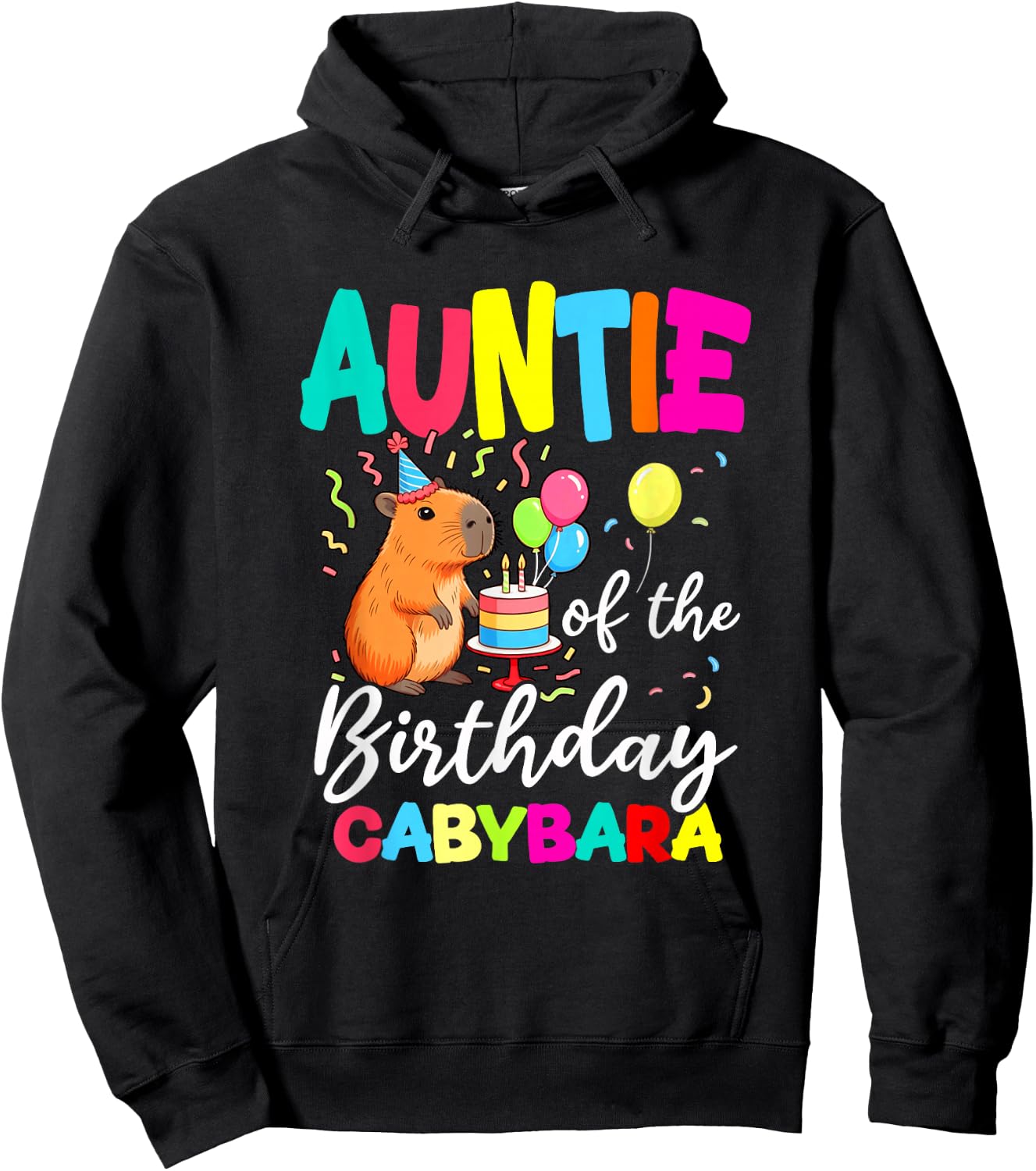 Auntie of The Birthday Capybara Girl Bday Party Family Hoodie - Hoodie | Black