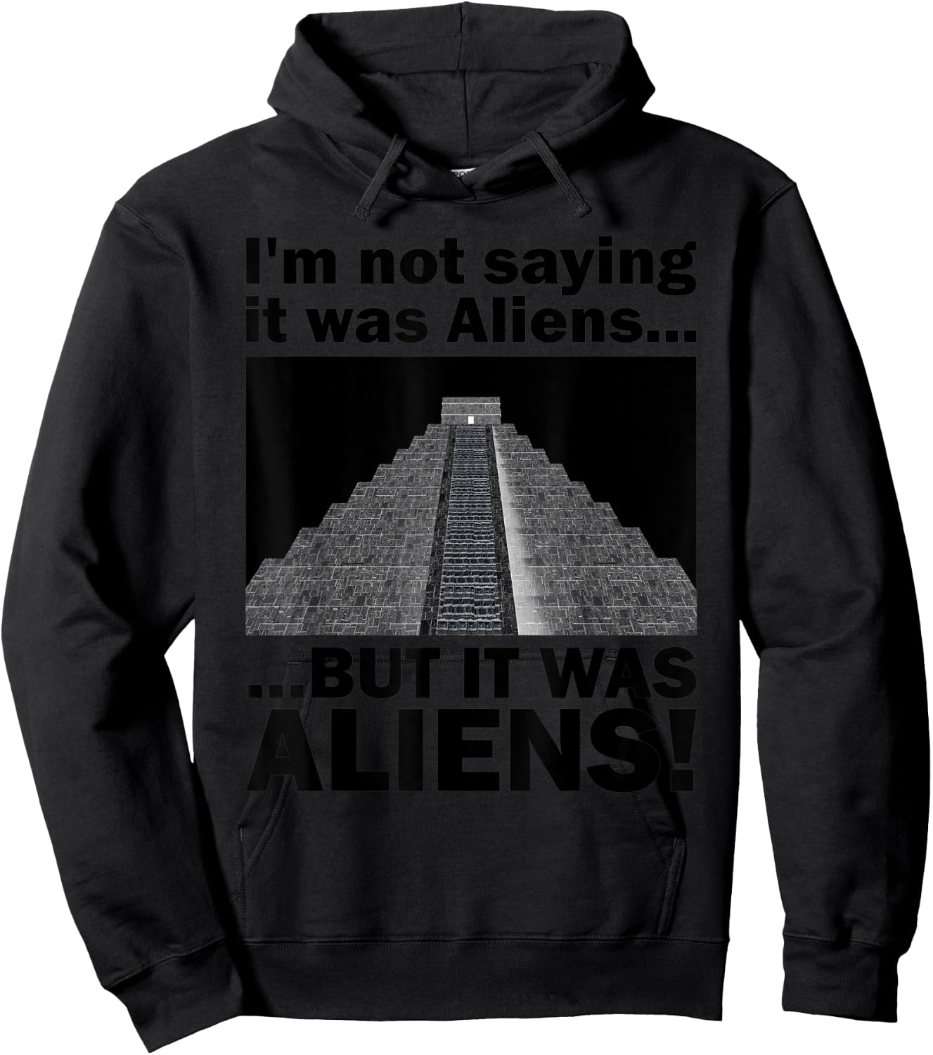 Funny Meme Pseudoscience Puns "It was Aliens!" Quote Hoodie - Hoodie | Black