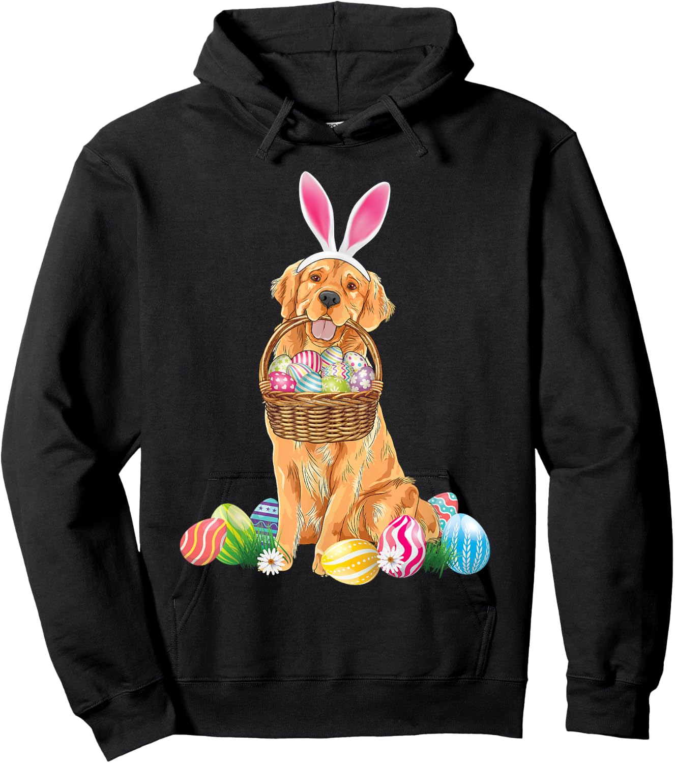 Golden Retriever Easter Day Bunny Eggs Easter Costume Boys Hoodie - Hoodie | Black